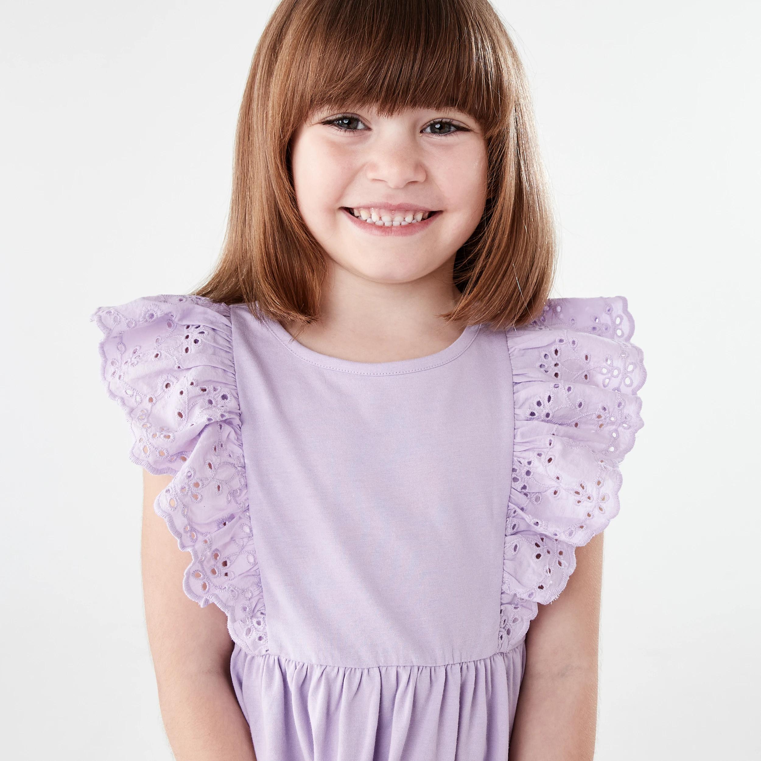 3 Frill Sleeve Dress PASTEL LILAC, 3 of 7