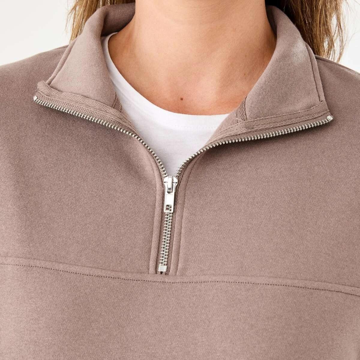 5 Quarter Zip Seam Front Sweatshirt Taupe Brn, 5 of 6