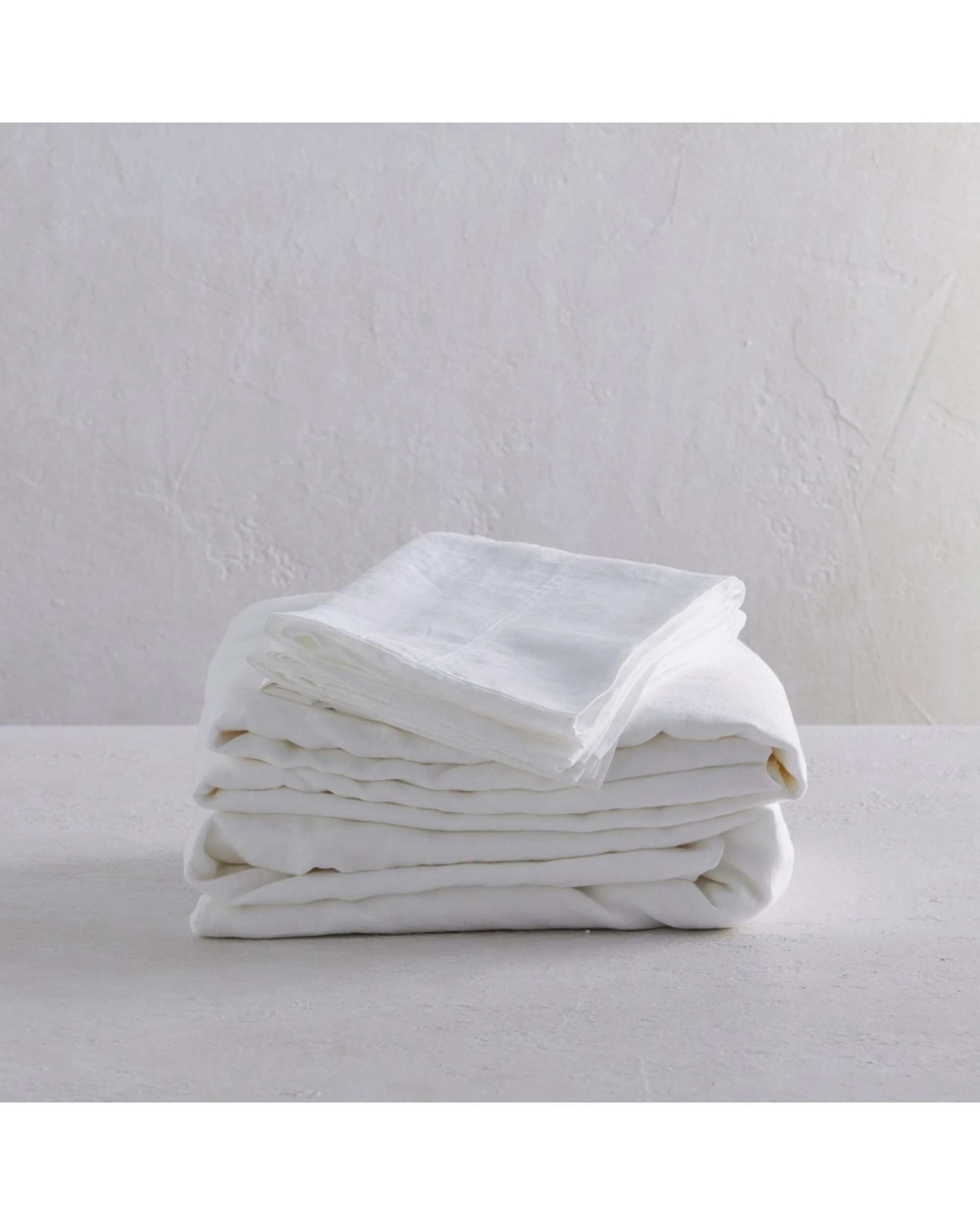 4 Bedding co Sheet Set 100% French Flax Linen Soft Breathable - King Single Bed - White, 4 of 5