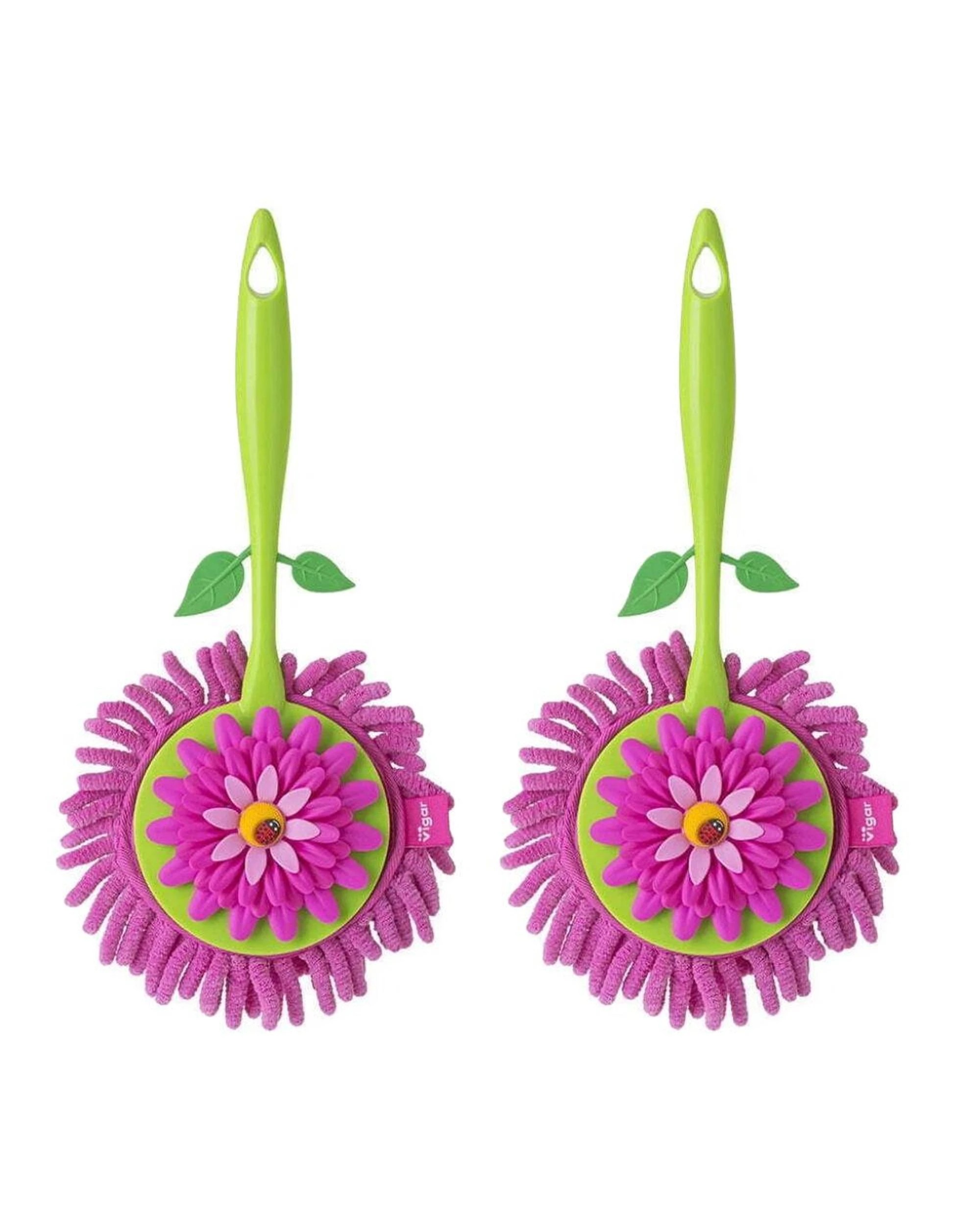 1 Vigar Flower Power Round Microfibre Duster Pink  Set of 2 - Multi, 1 of 4