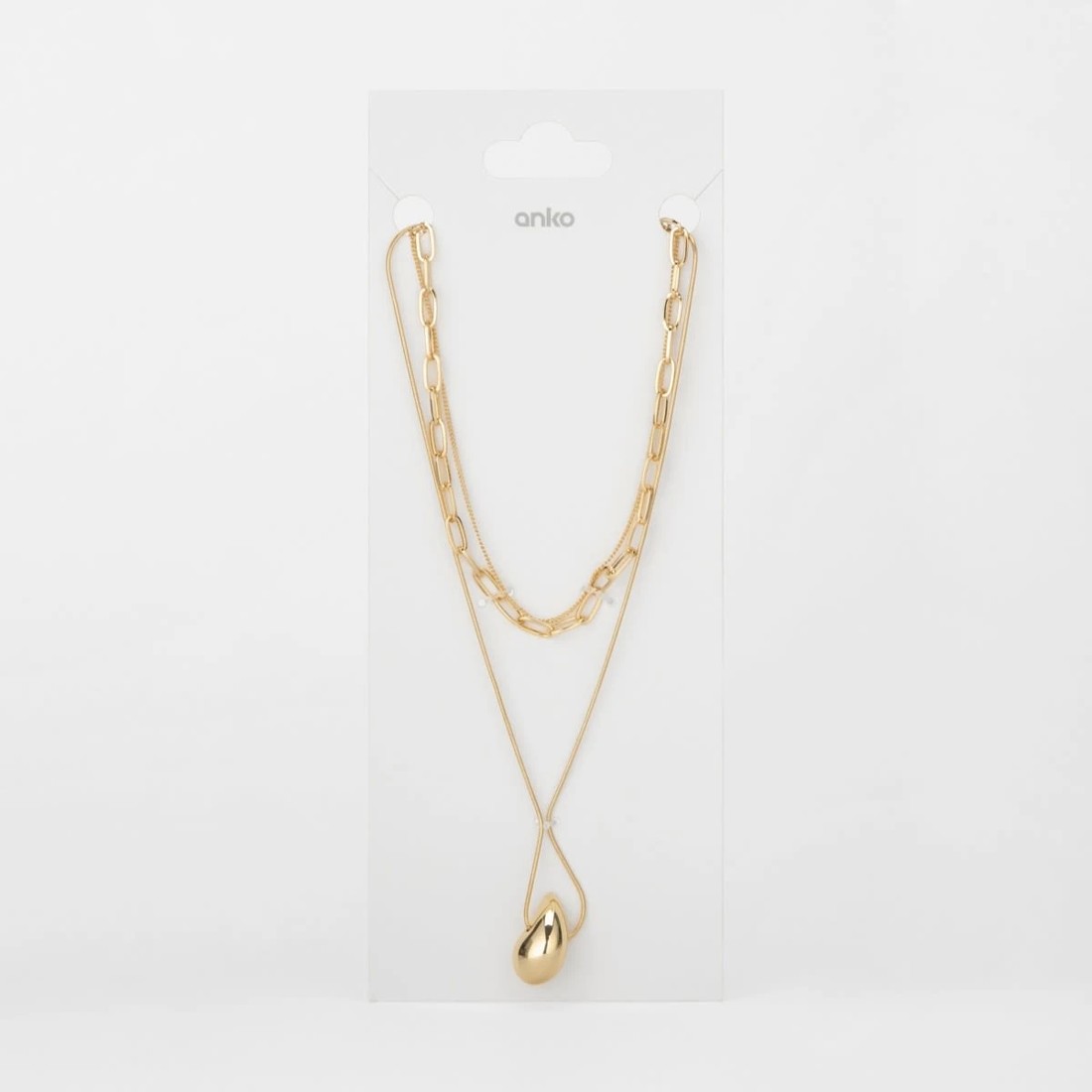 4 Teardrop 3 Layered Necklace - Gold Tone, 4 of 4
