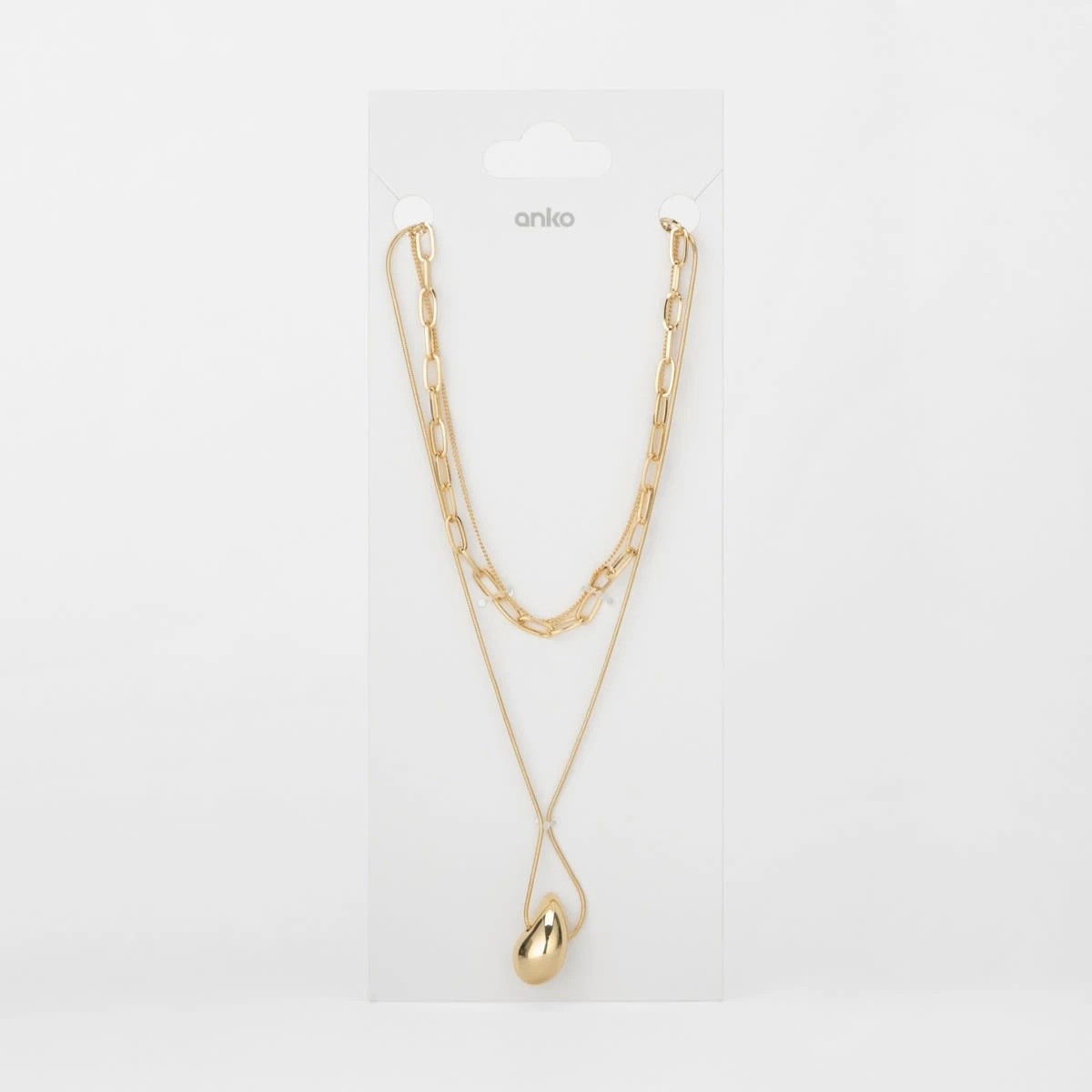 4 Teardrop 3 Layered Necklace - Gold Tone, 4 of 4