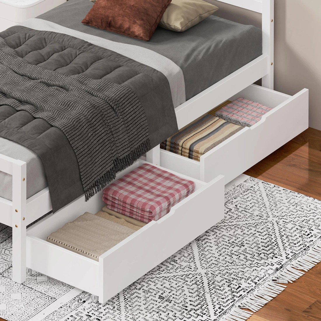 7 Alfordson Bed Frame Wooden Single Size Mattress Base Platform Timber Dubem - White, 7 of 10