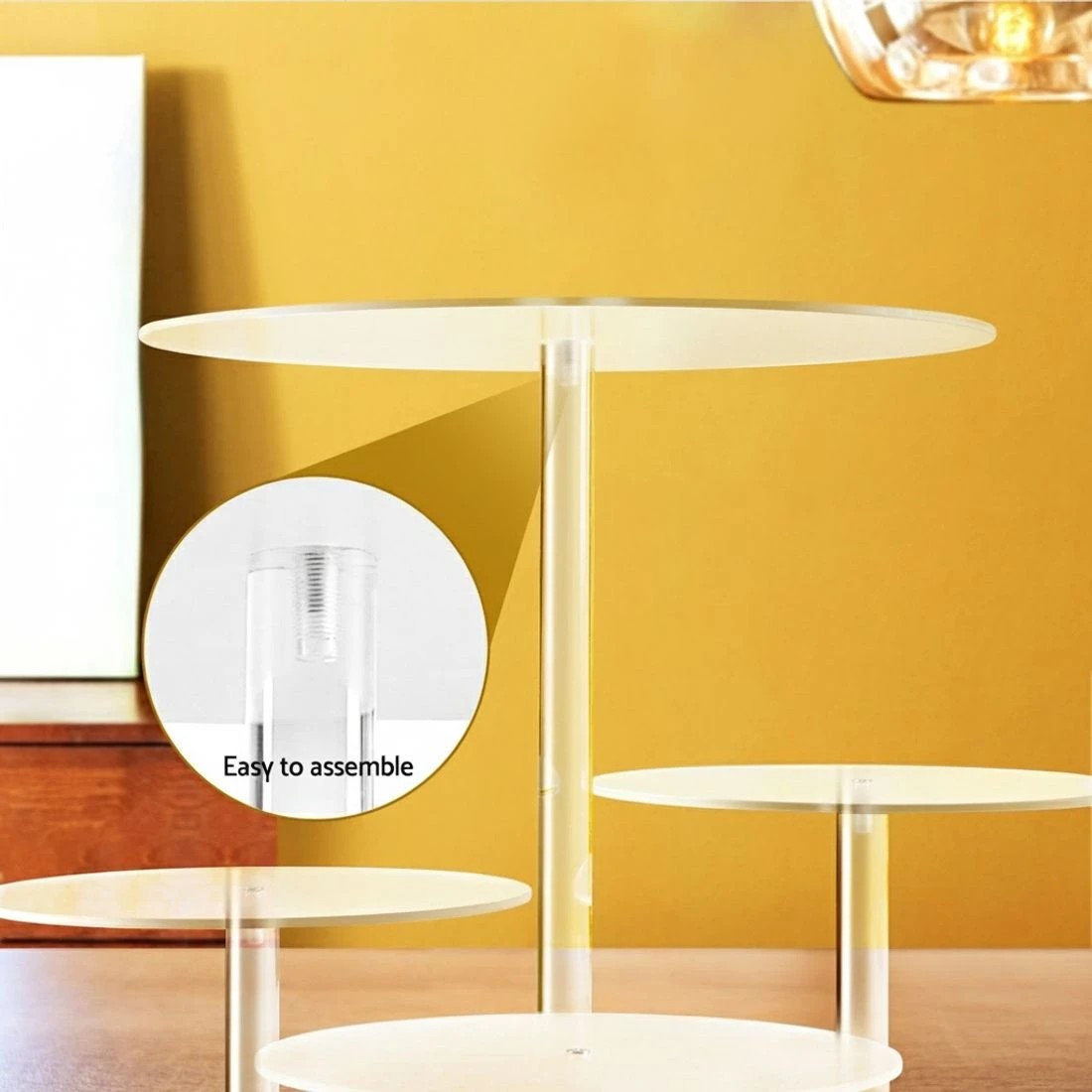 4 5-Star Chef Cake Stand 5 Tiers Acrylic Holder Display Round Clear Wedding Party - Clear, 4 of 4