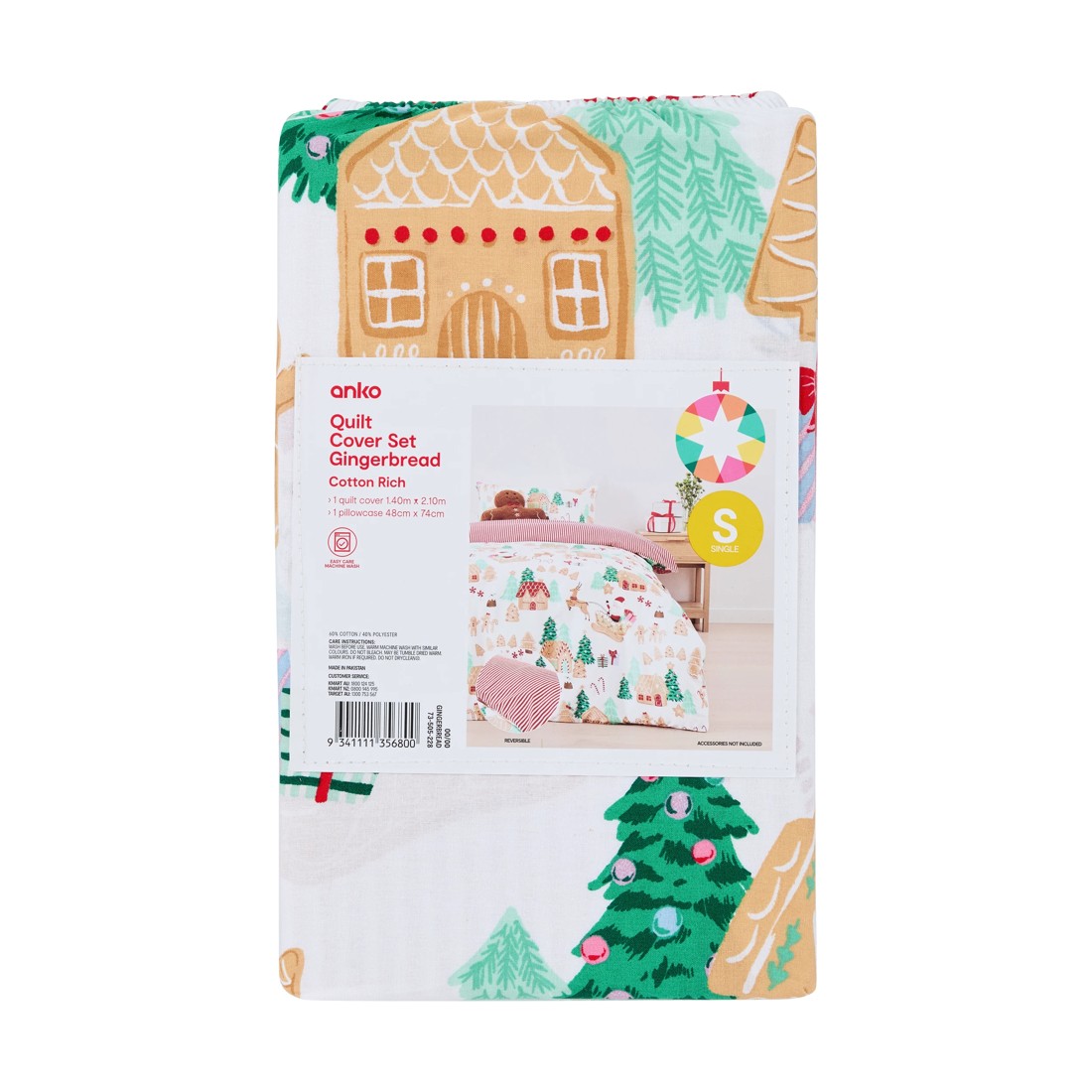 8 Gingerbread Cotton Rich Reversible Quilt Cover Set - Single Bed, 8 of 8