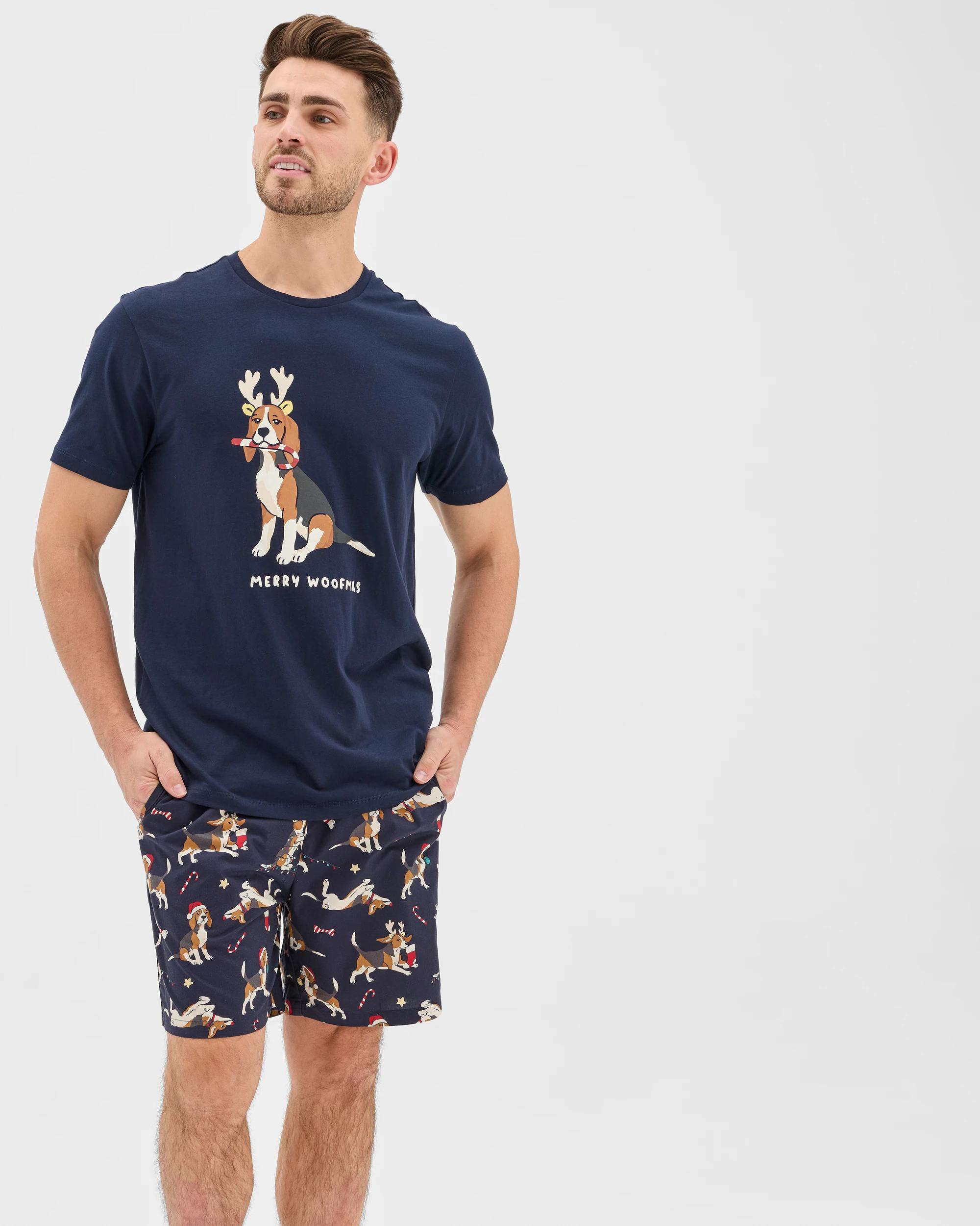 2 Maxx Poplin Christmas Sleep Shorts CHRISTMAS BEAGLE DOG, 2 of 7