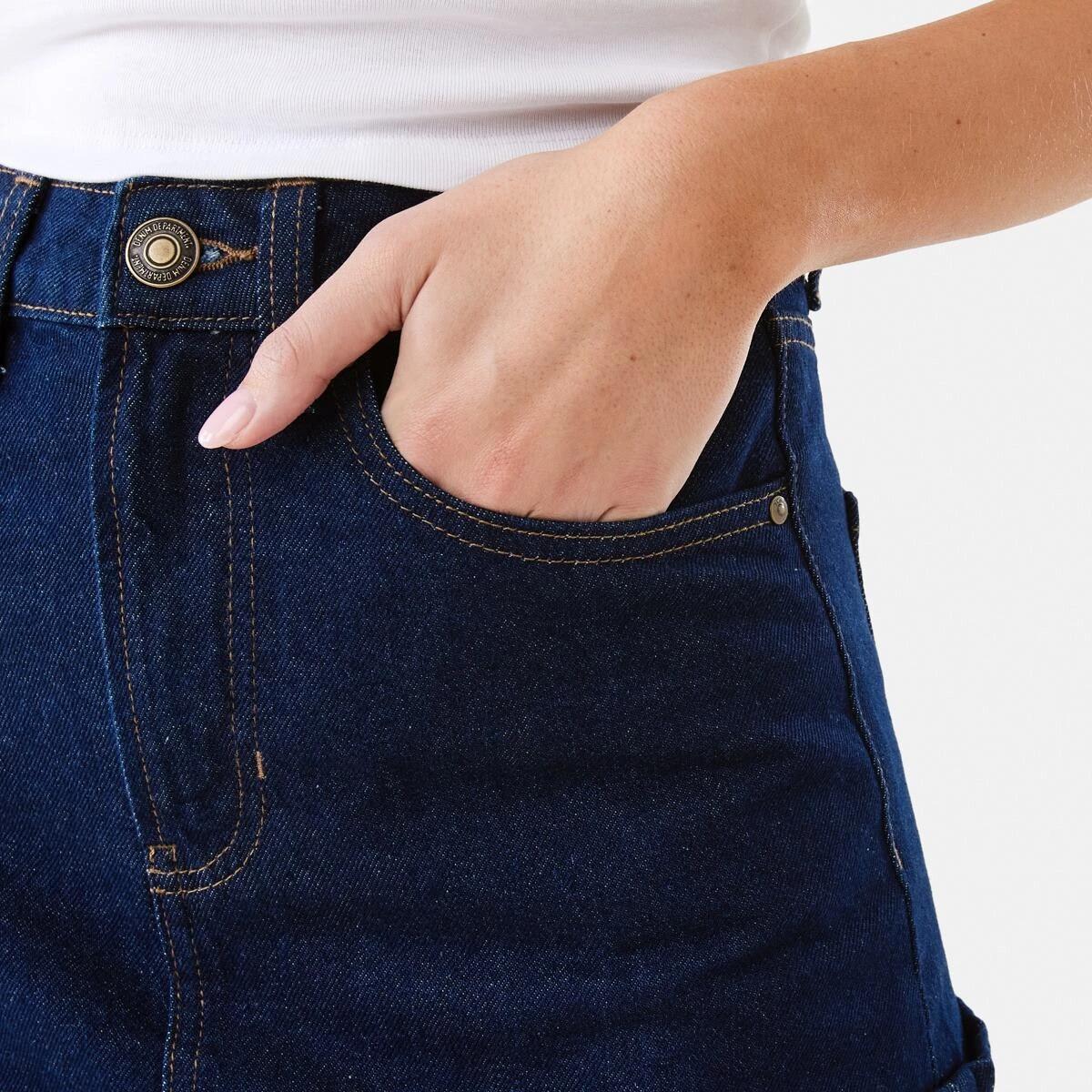6 Denim Turnback Mini Skirt Indigo, 6 of 8