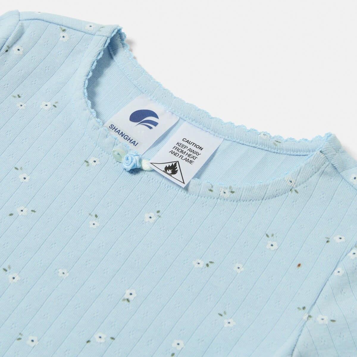 6 Pointelle Pyjama Set BLUE FLORAL, 6 of 7