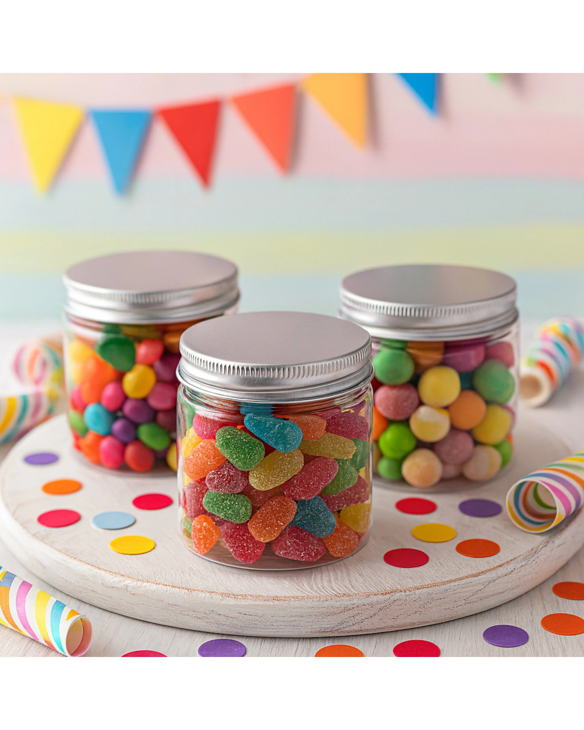 2 Party Maker Plastic Screw Top Jars With Silver Lids 140ml Pack of 6 - Clear, 2 of 4