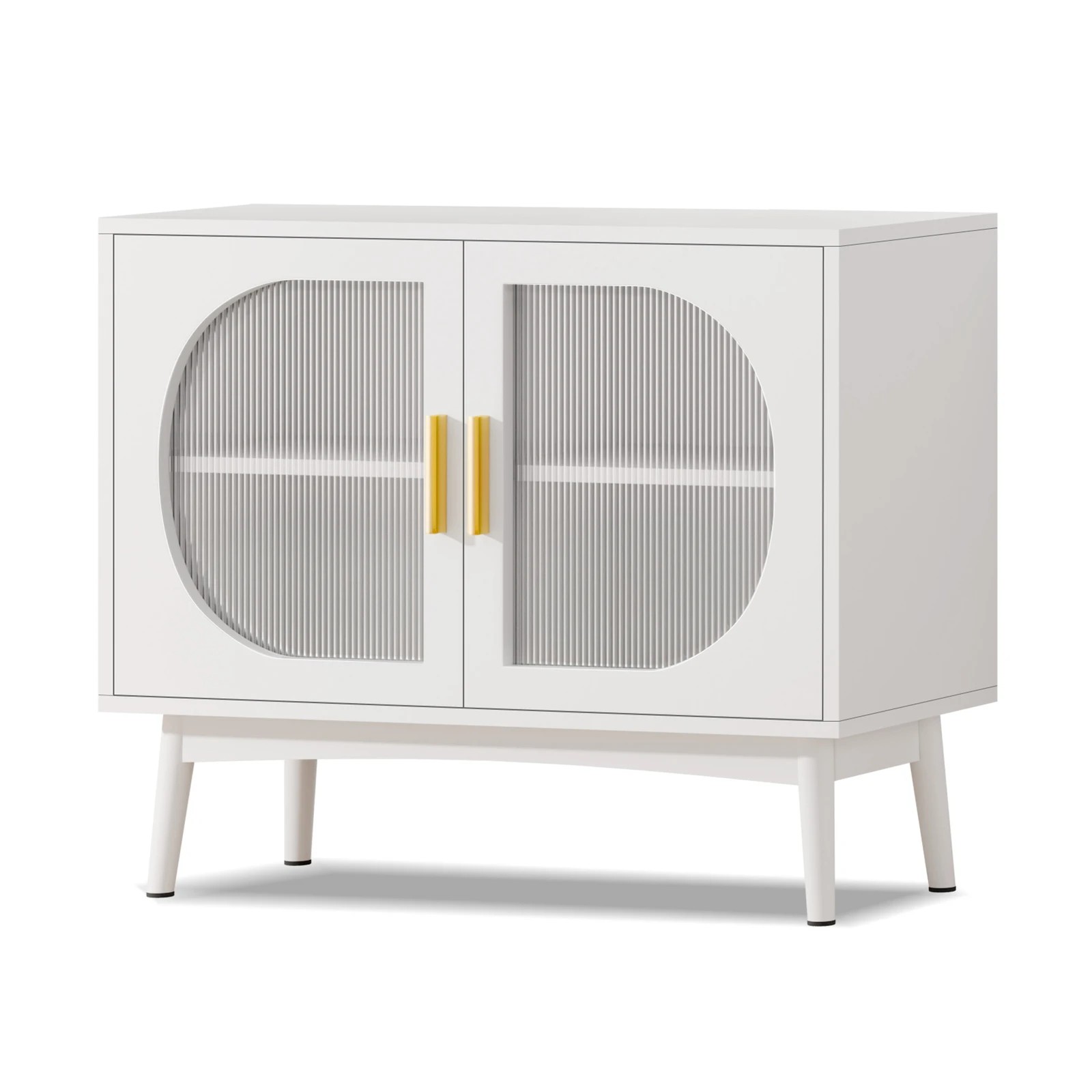1 Alfordson Buffet Sideboard 2 Doors Cabinet Fluted Doors - White, 1 of 9