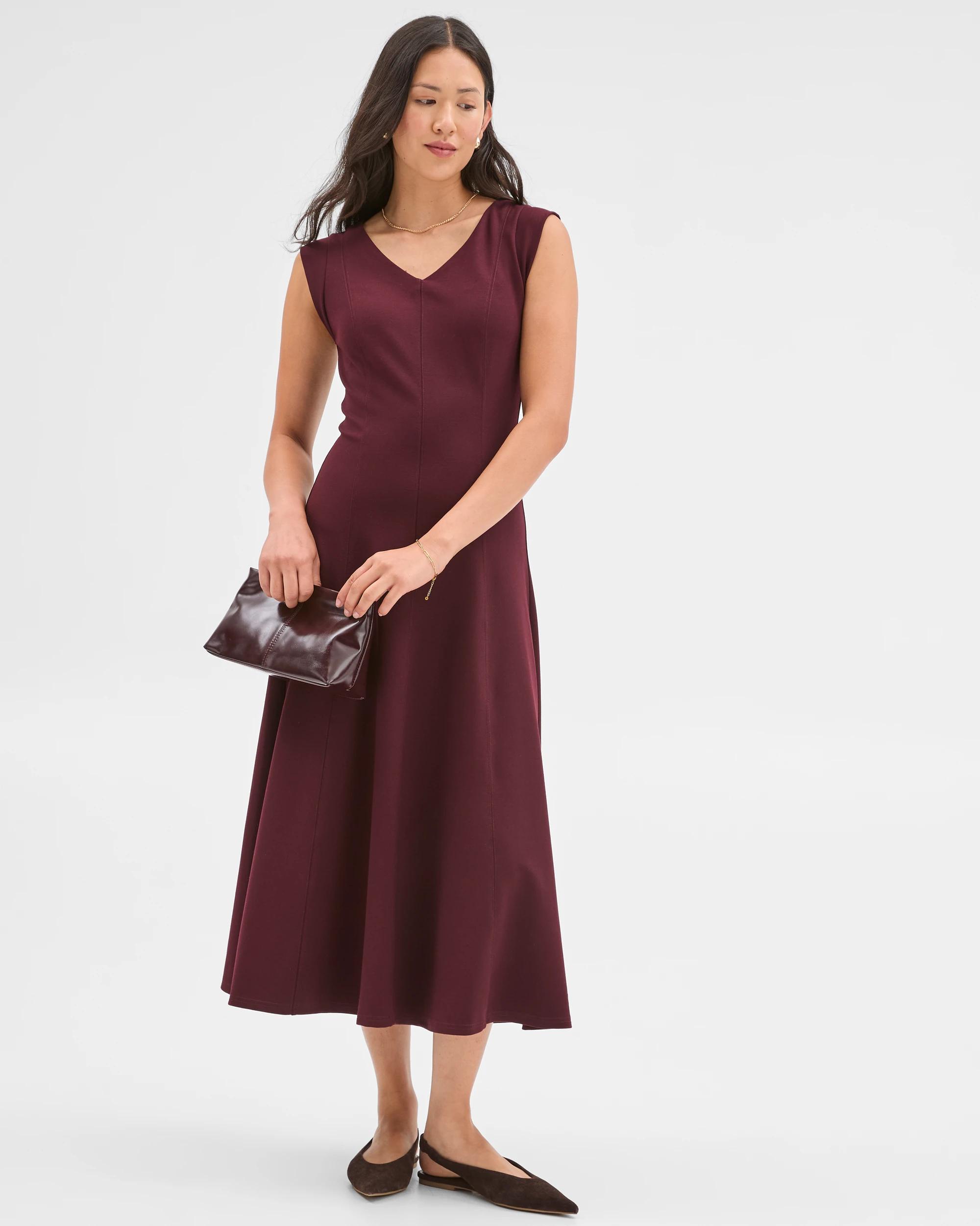 1 Preview Ponte Sleeveless Seamed A-Line Midi Dress PINIT, 1 of 7