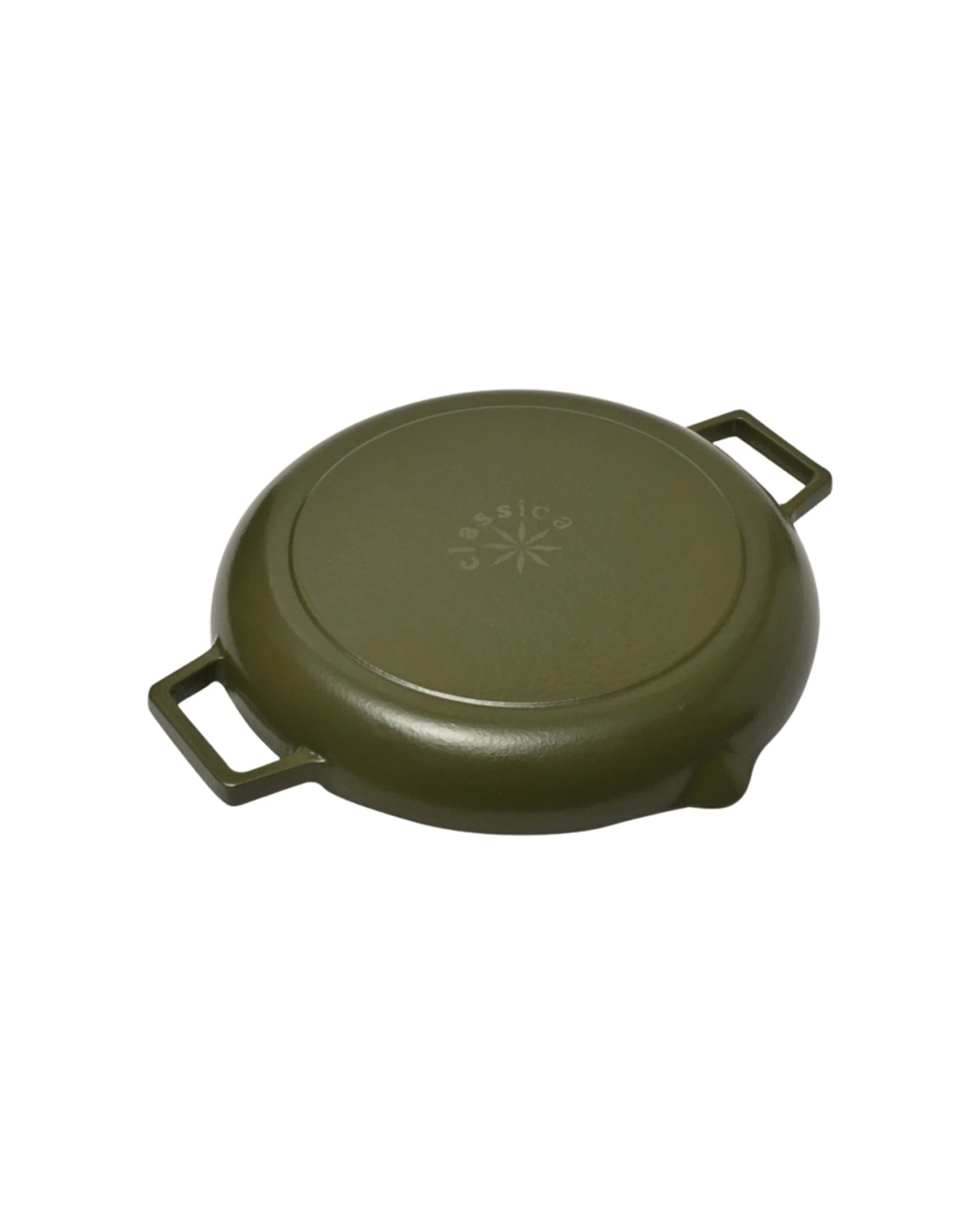3 Classica Cast Iron Grill Pan Enamel Coating Frypan 31cm - Green, 3 of 4