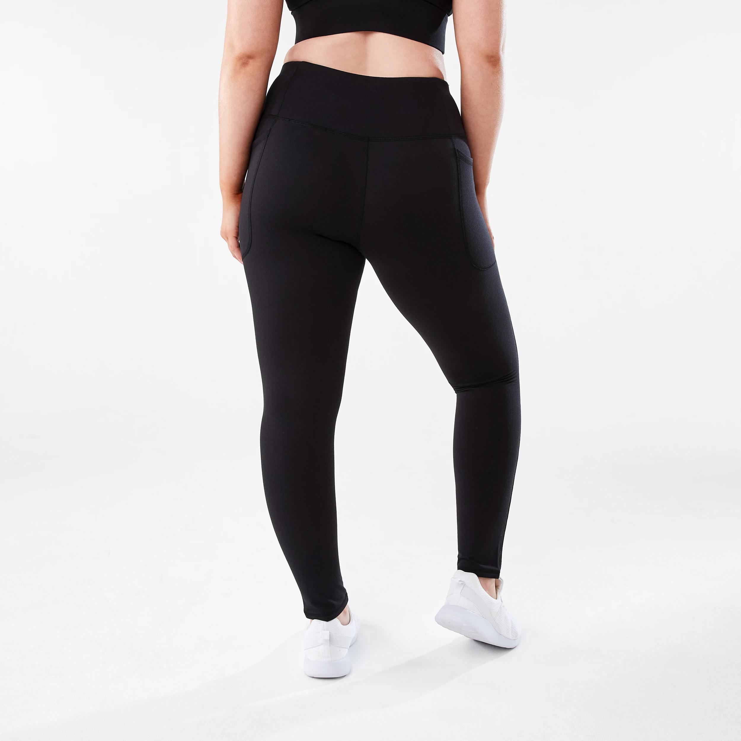 3 Active Womens Full Length Fleece Leggings BLACK, 3 of 5