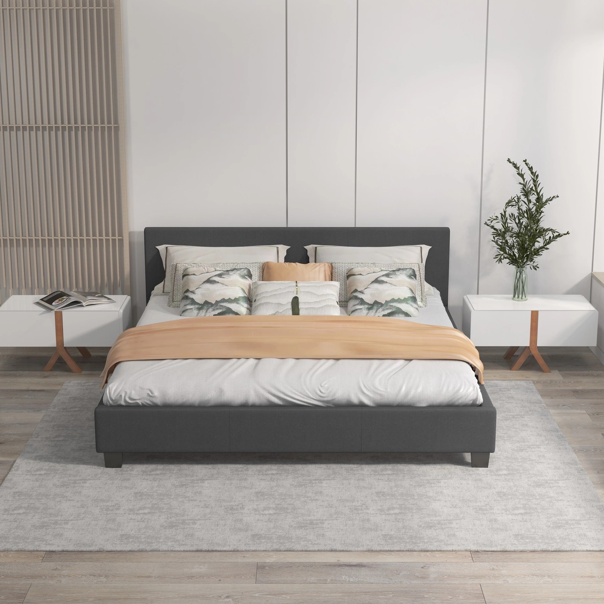 3 Milano Décor Sienna Luxury Bed Frame Base And Headboard Solid Wood Padded Fabric Single - Charcoal, 3 of 10