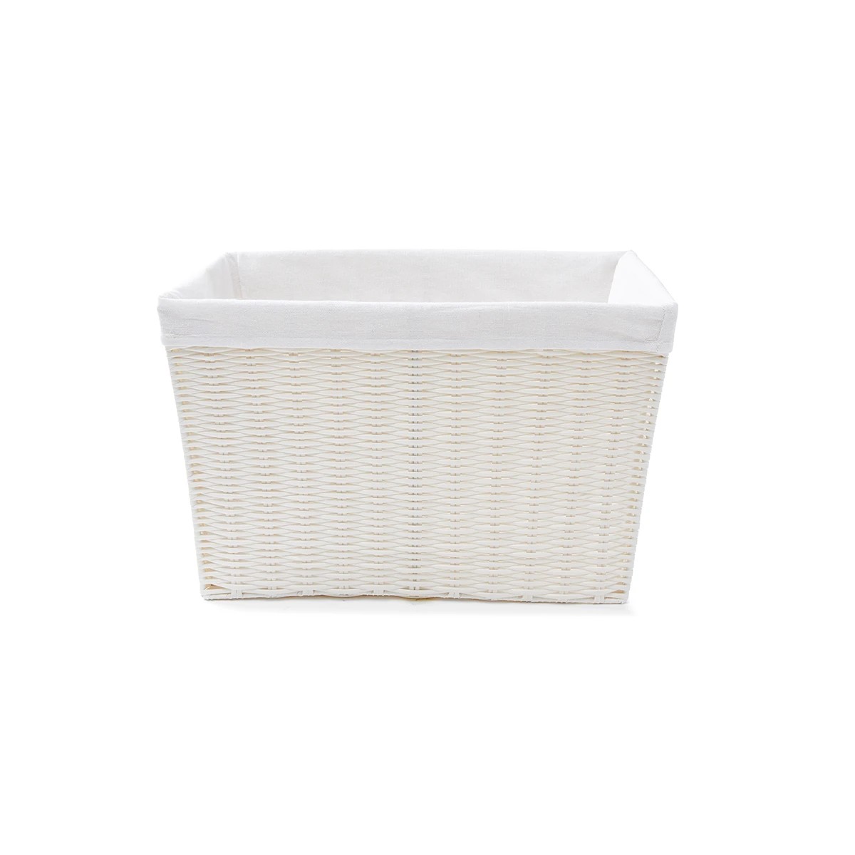 3 Rattan Look Basket with Liner - Large, White, 3 of 8