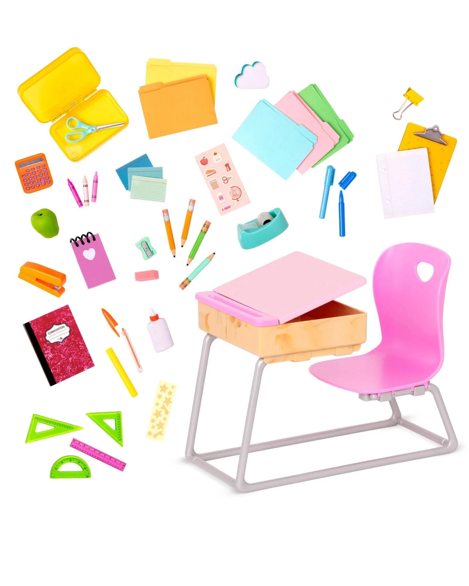 1 Our Generation Flying Colours School Desk & Supplies Set for 18-inch Dolls - Multi, 1 of 7