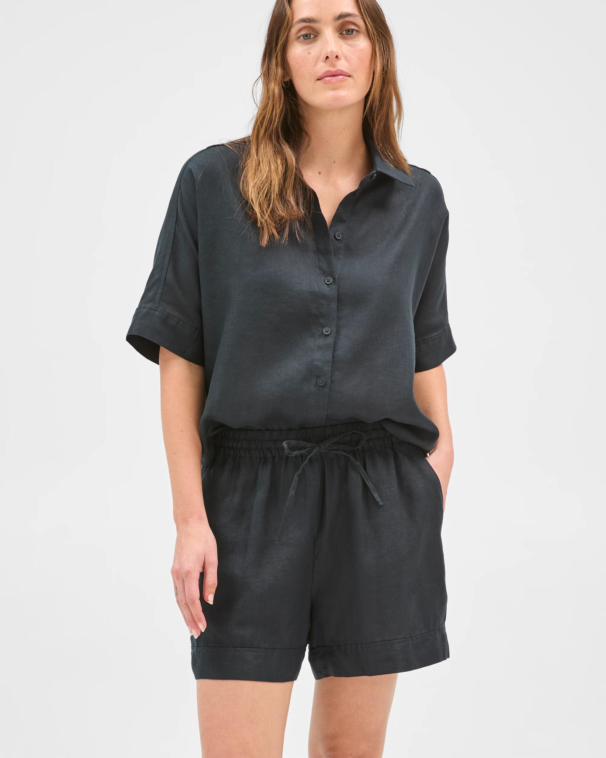6 Target Woman European Linen Pull On Shorts BLACK, 6 of 8