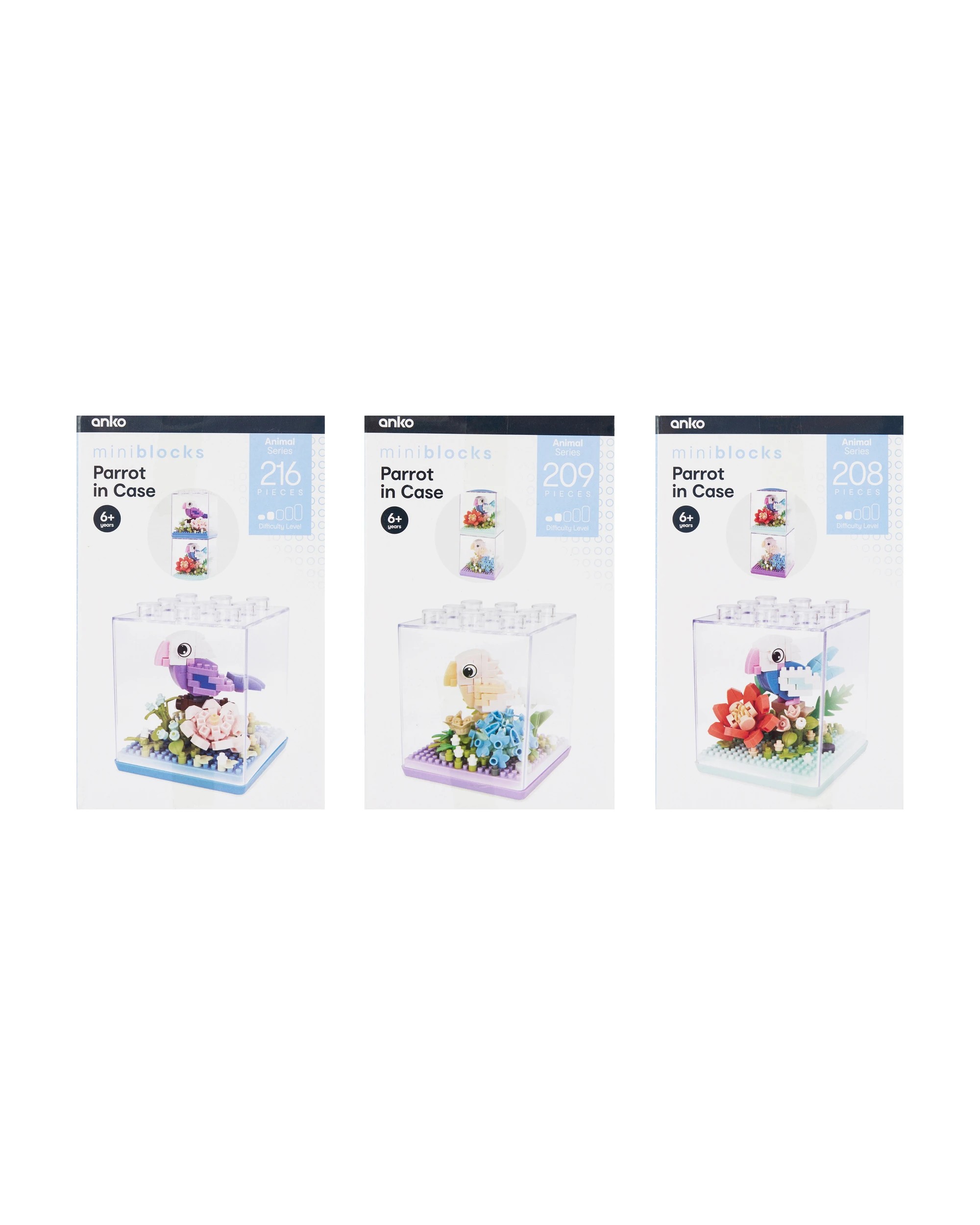 6 Mini Blocks Animal Series: Parrot in Case - Assorted, 6 of 6