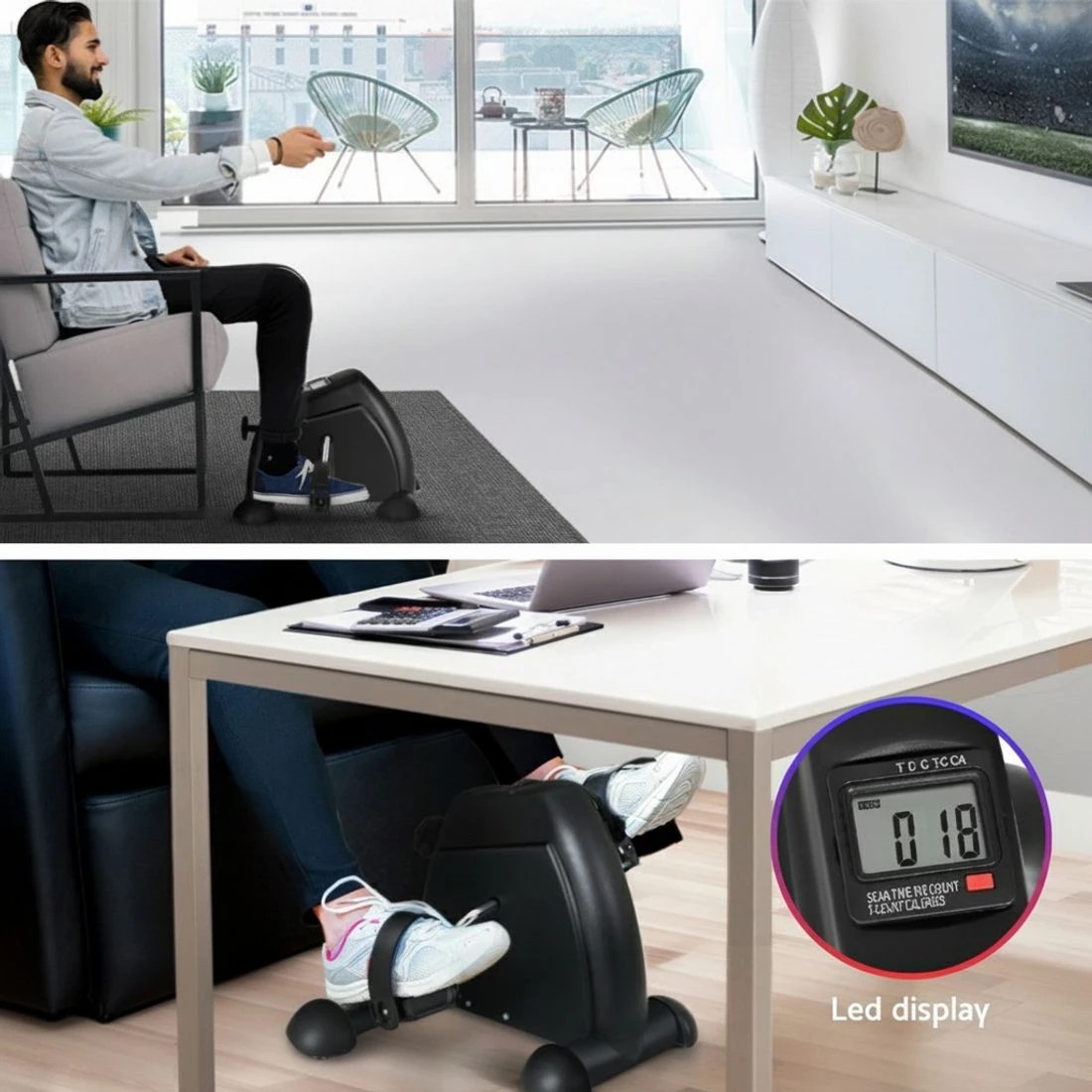 5 Artiss 120cm Electric Standing Desk with Mini Peal Exercise Bike Home Office - Multi, 5 of 6