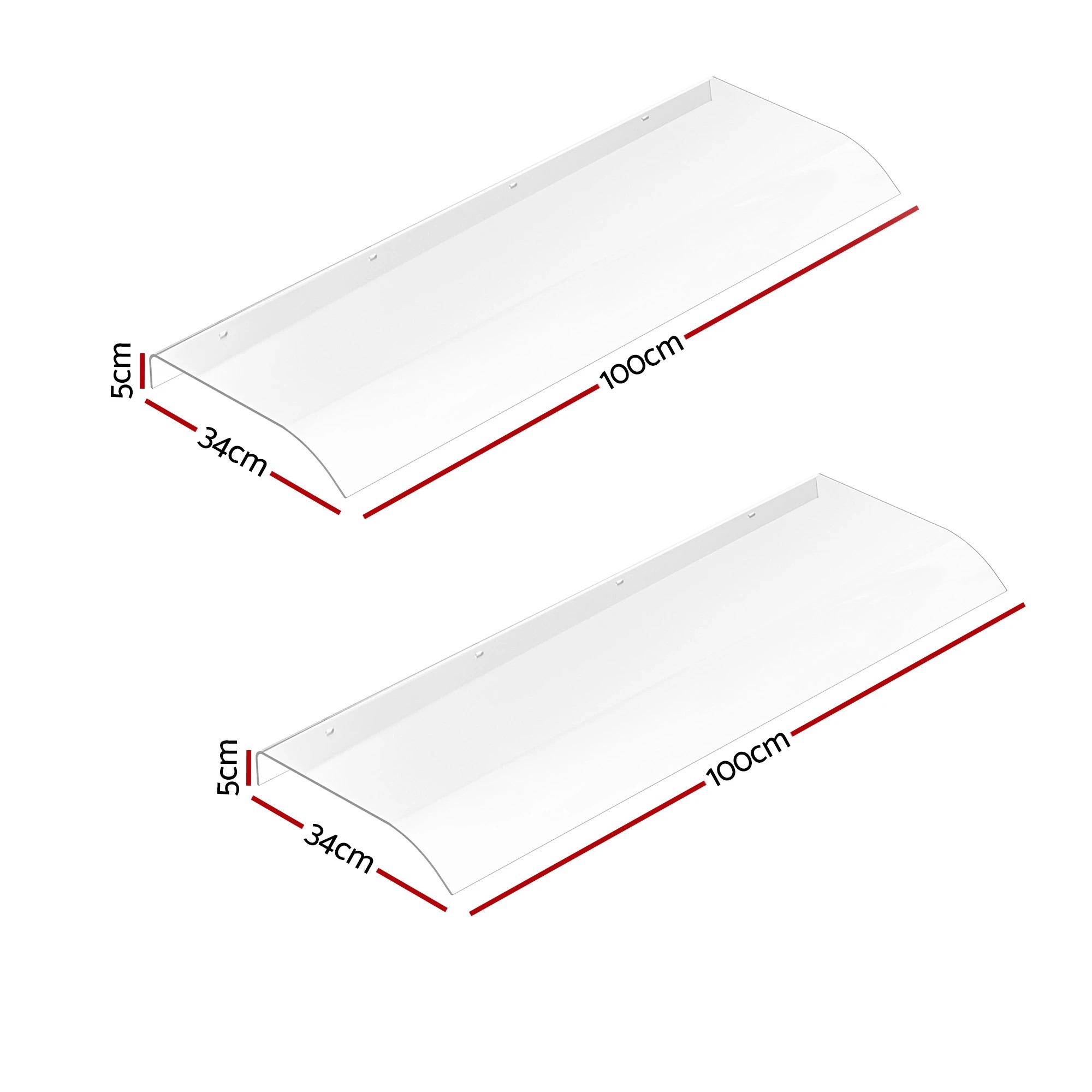 2 Instahut Window Door Awning 0.4mx2m - Clear, 2 of 9