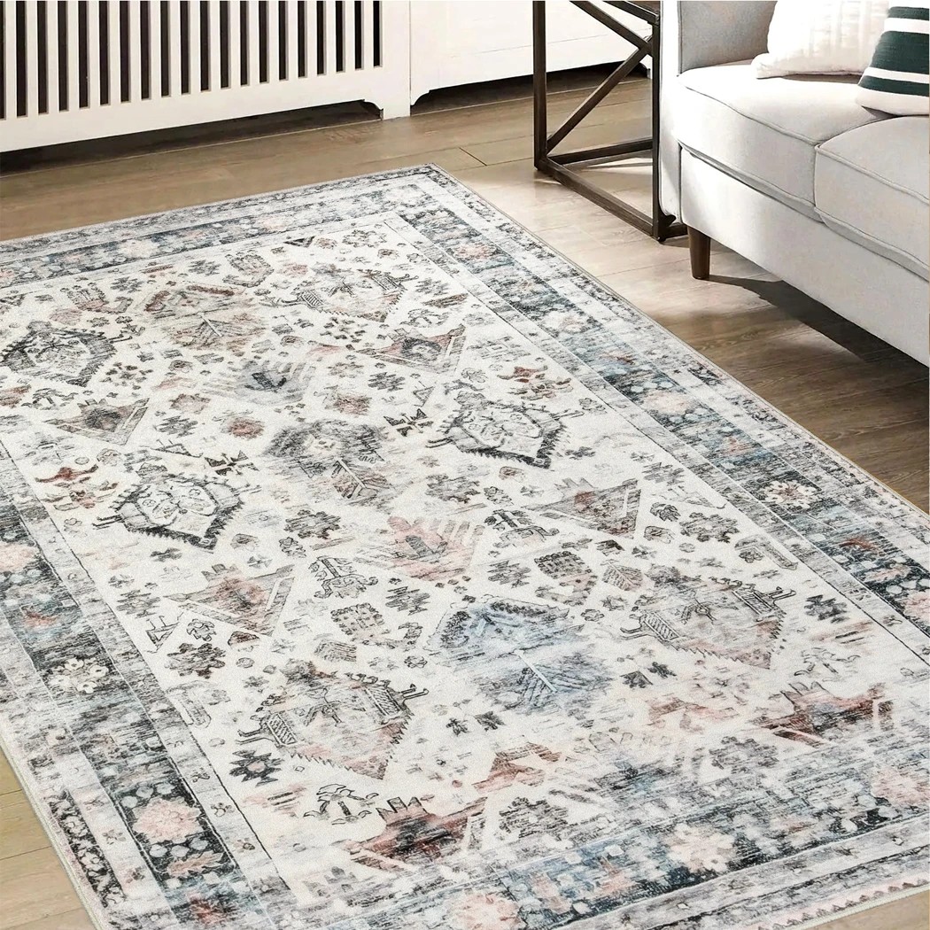 8 Marlow Machine Washable Floor Rug Distressed Vintage, 8 of 8