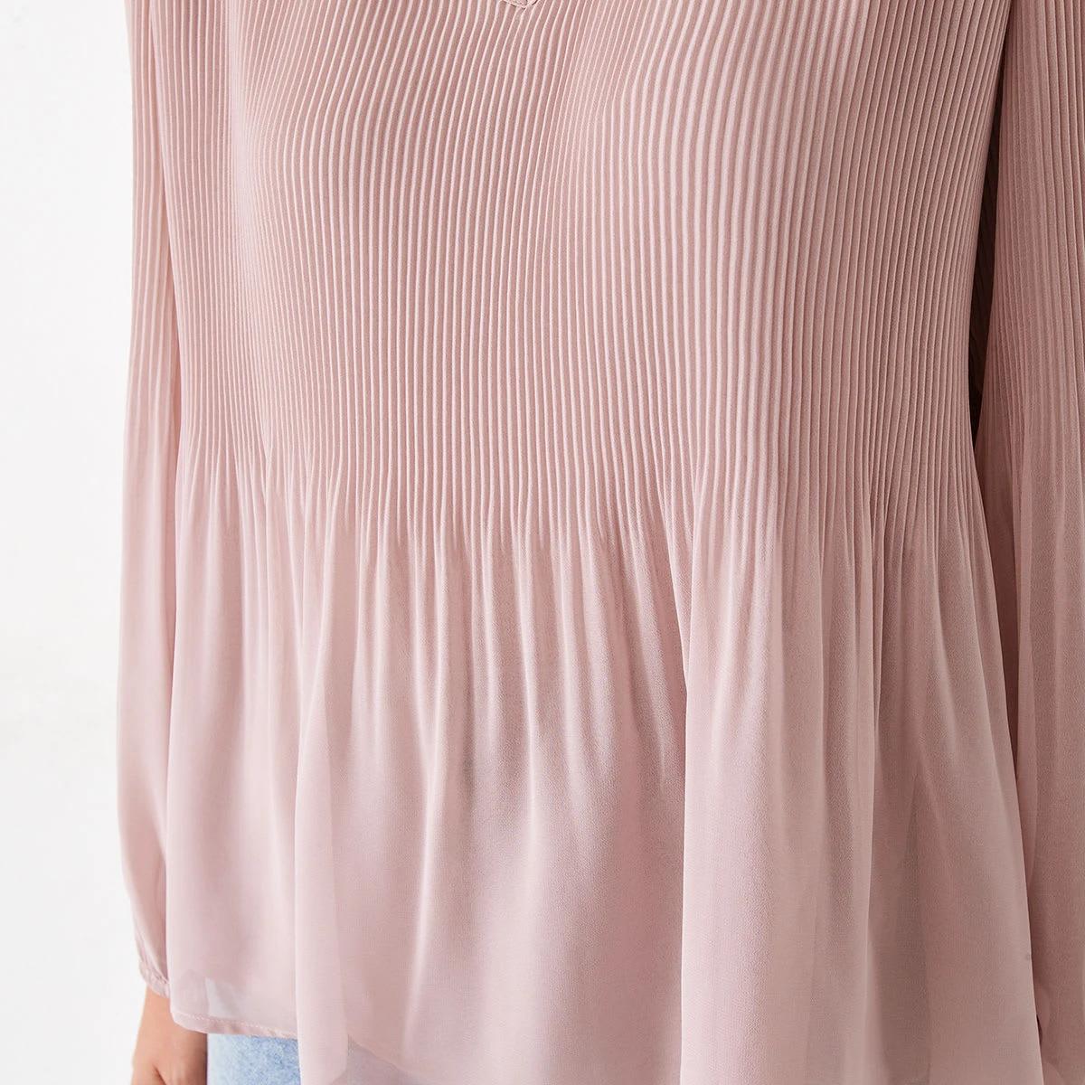 6 Long Sleeve Pleat Top Mdst Pink, 6 of 6
