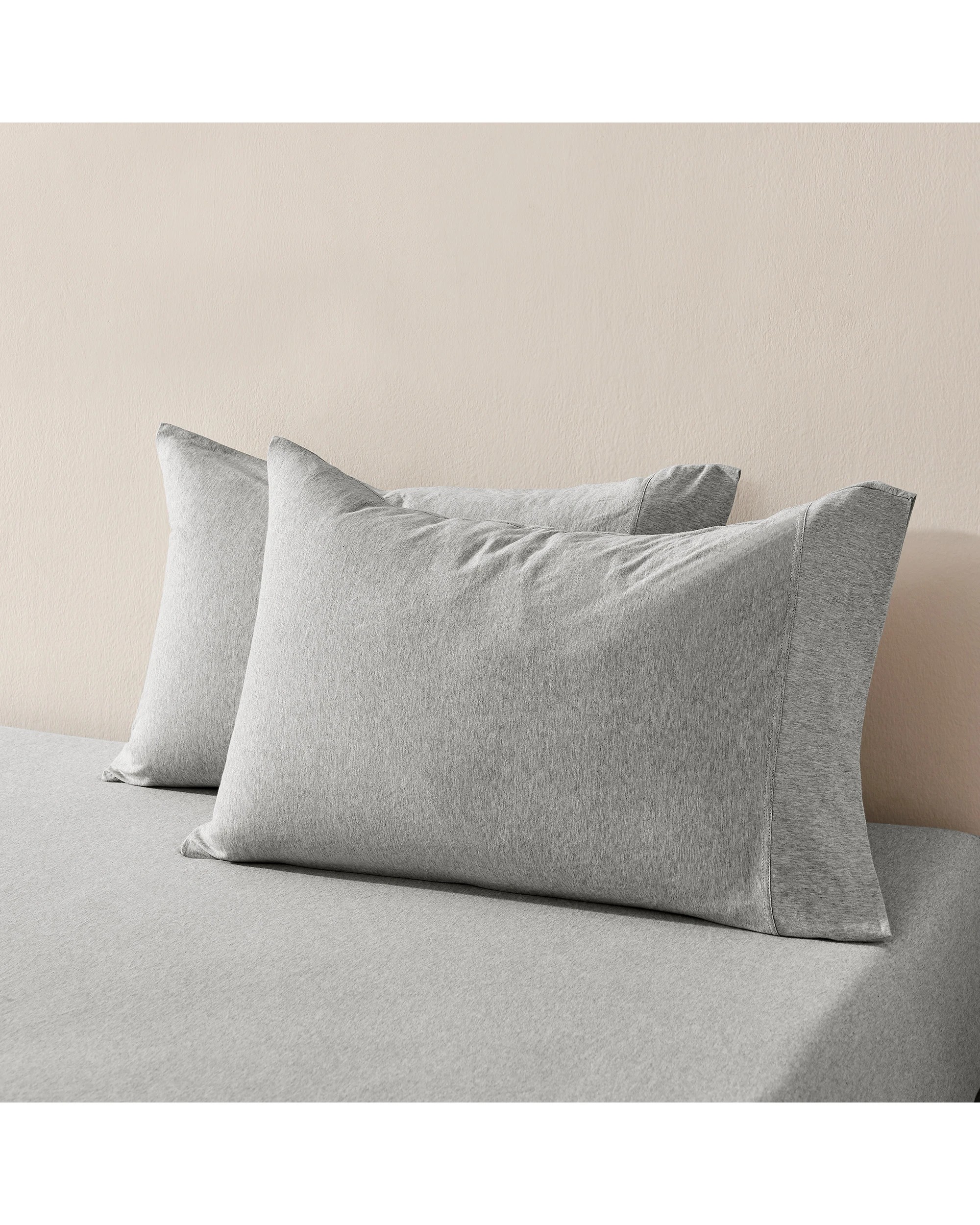 1 Dreamaker Jersey Luxe 100% Cotton Standard Pillowcase Twin Pack - Silver Grey, 1 of 5