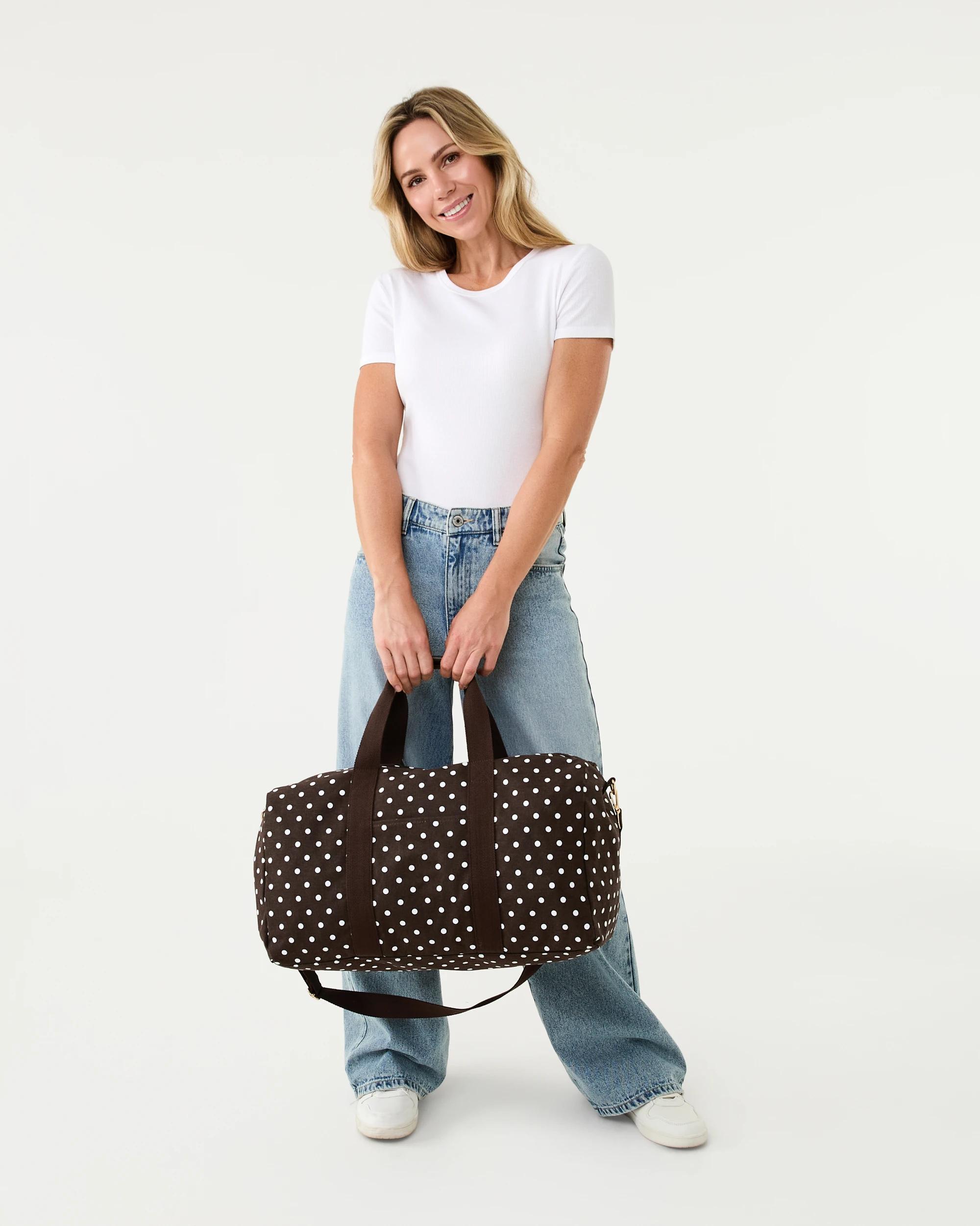 6 Canvas Weekender Bag Choc Spot, 6 of 6
