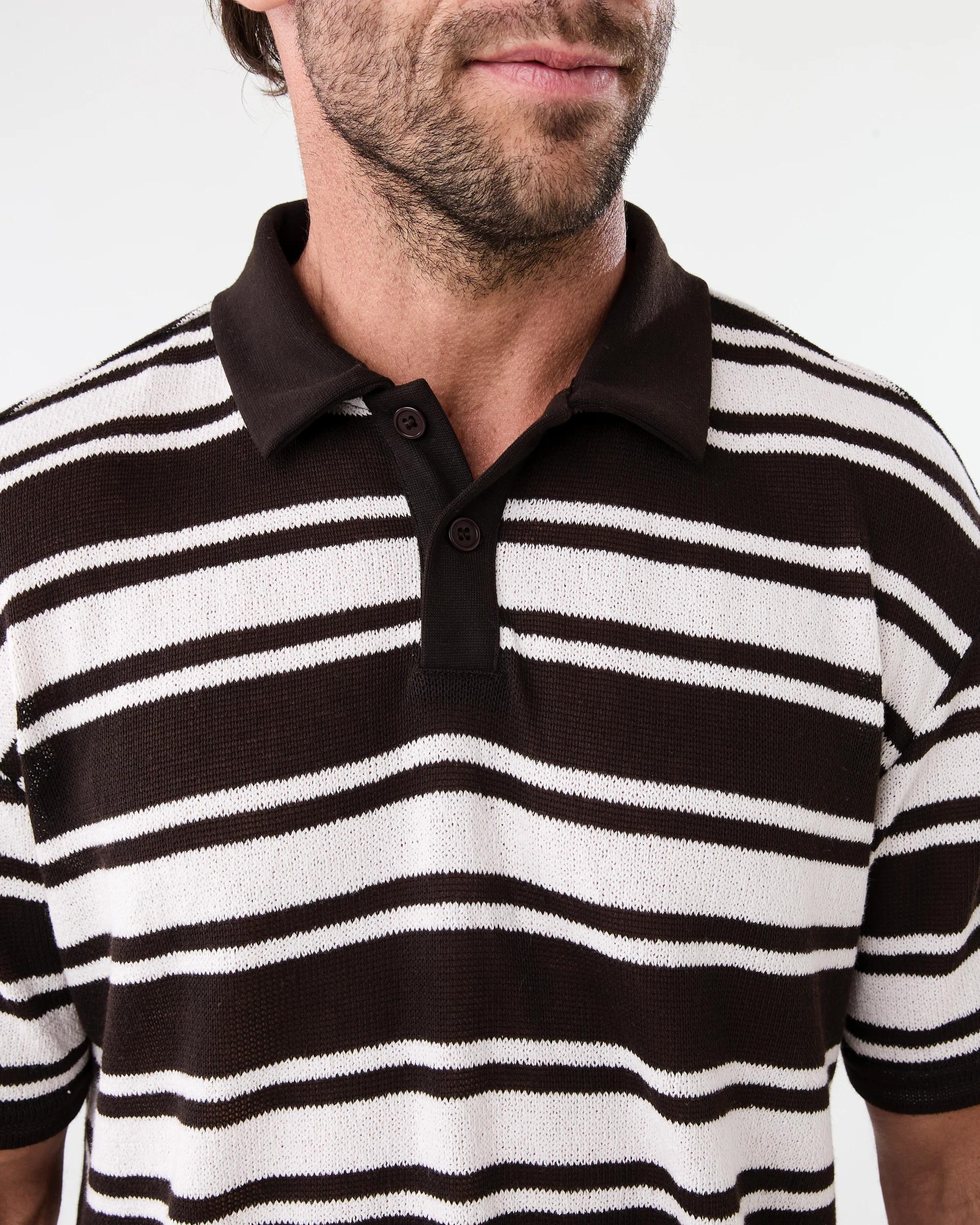 5 Stripe Polo Shirt Brn Strp, 5 of 5