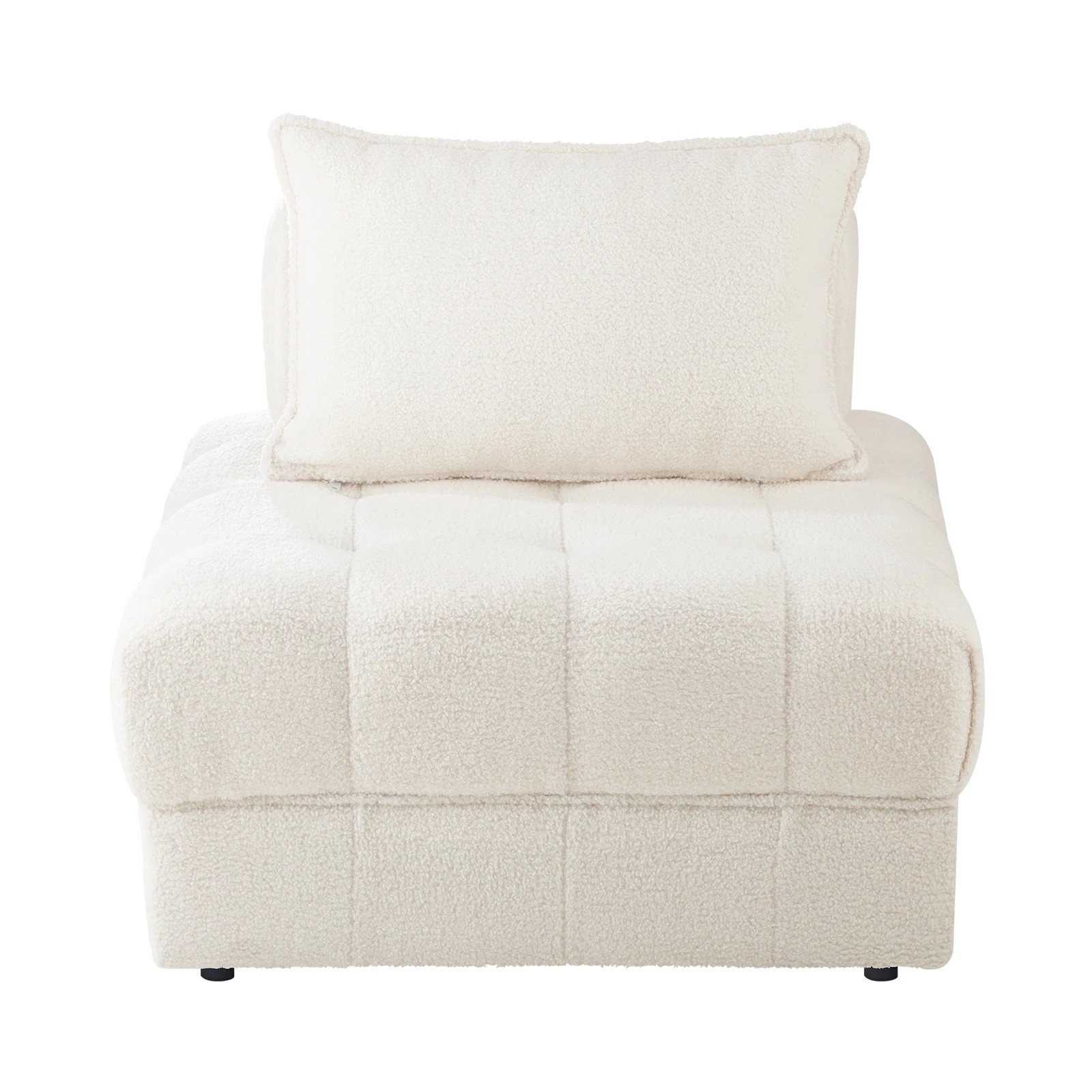 8 Oikiture 3 Seater Boucle Modular Sofa Lounge Chair Armless Tofu Back
 - White - White, 8 of 10