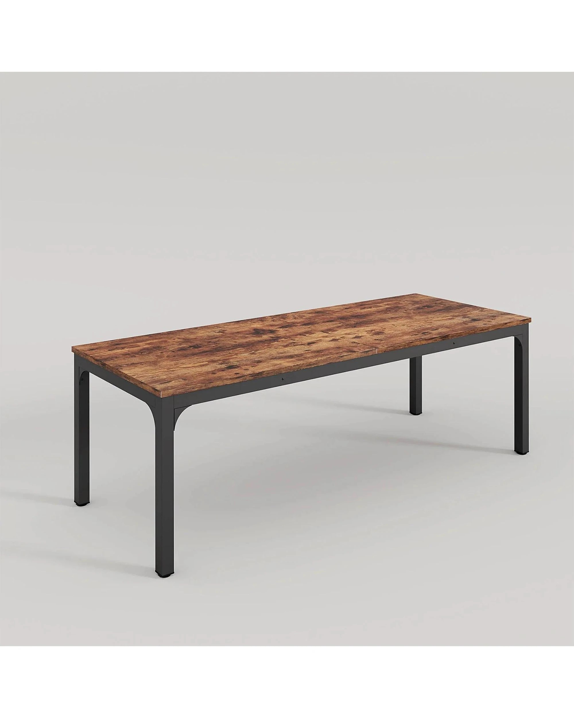1 OAKORY 200cm Home Office Desk for Two People, Large Writing Desk with Heavy-Duty Metal Legs, Black & Rustic brown, 1 of 5