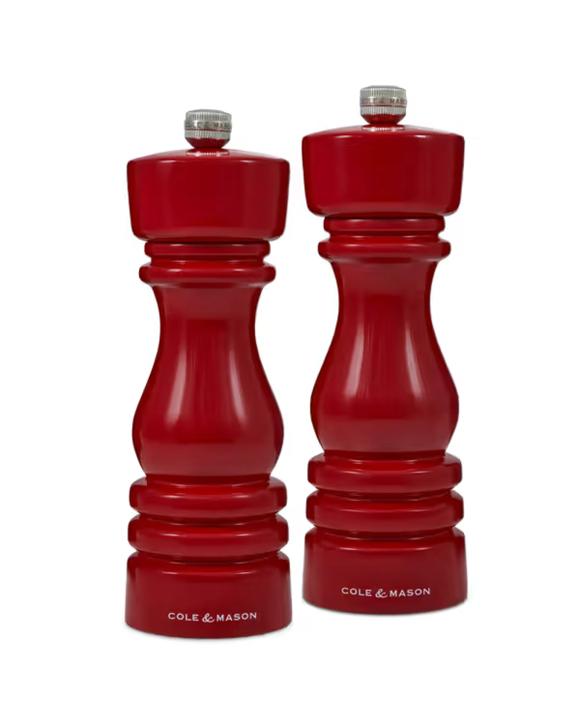 Cole & Mason London Salt & Pepper Shakers Mills Red Gloss Gift Set 18cm