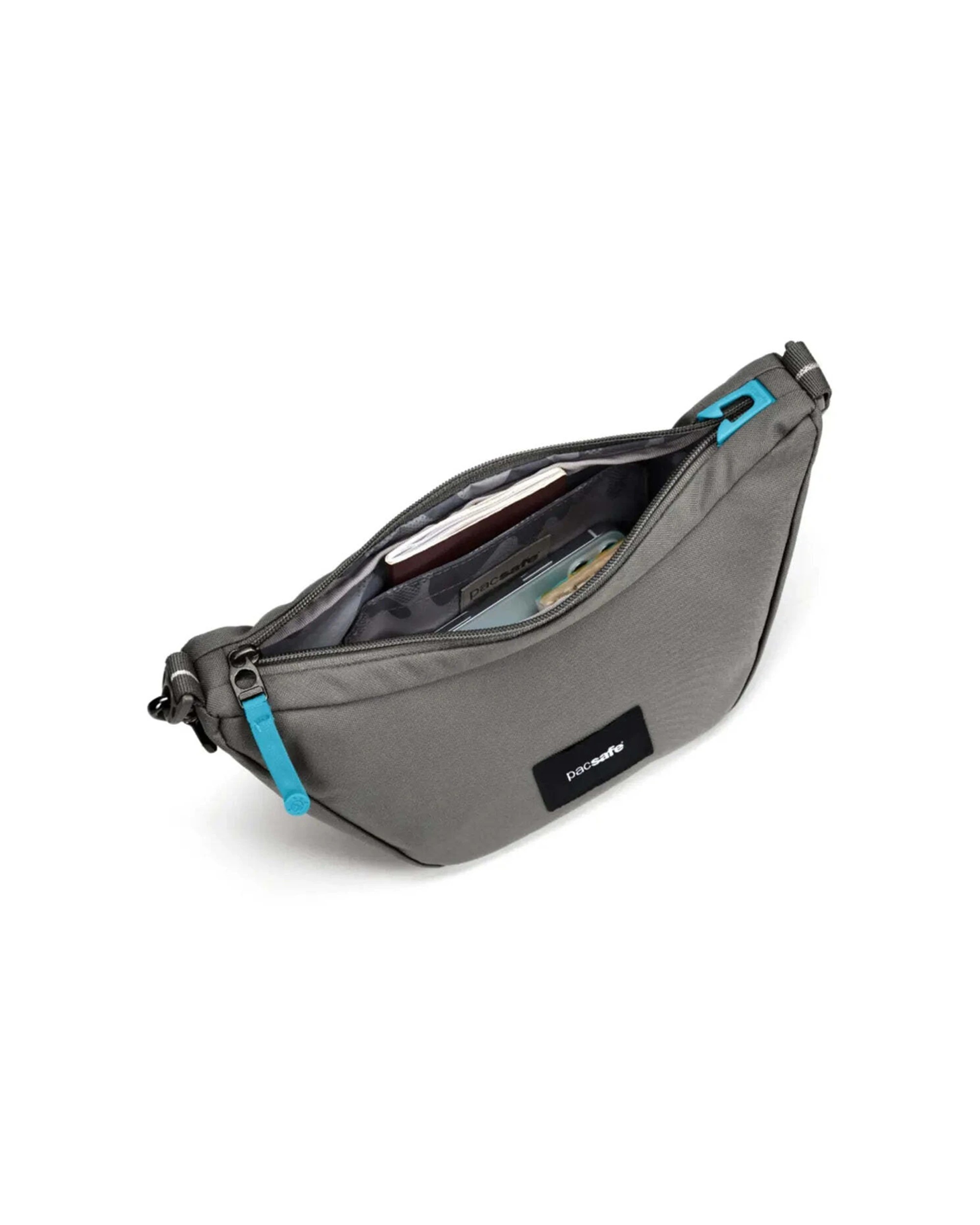 2 Pacsafe Go Anti-Theft Lunar Crossbody Bag RFIDsafe TurnNLock Cut Resistant Stone - Grey, 2 of 8