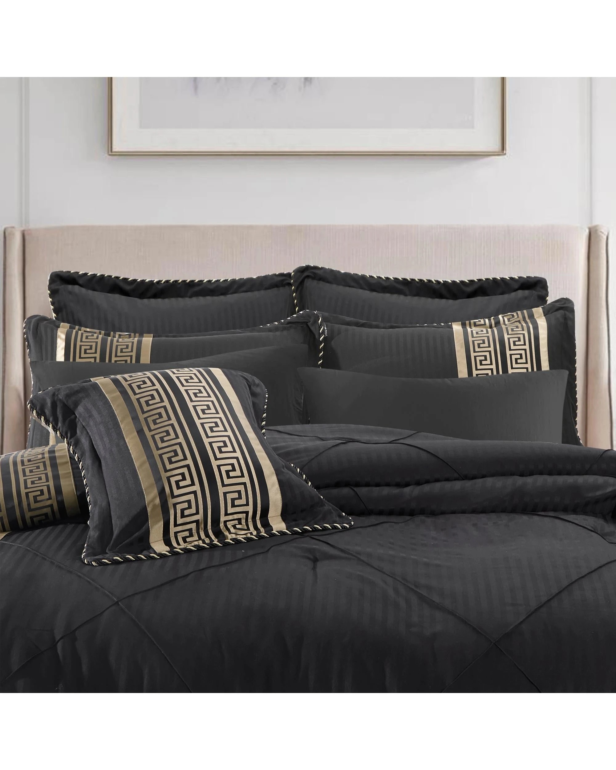 3 Bianca Bedding Raffaello Black &amp; Gold 6-Piece Quilted Comforter Set - Black, 3 of 7