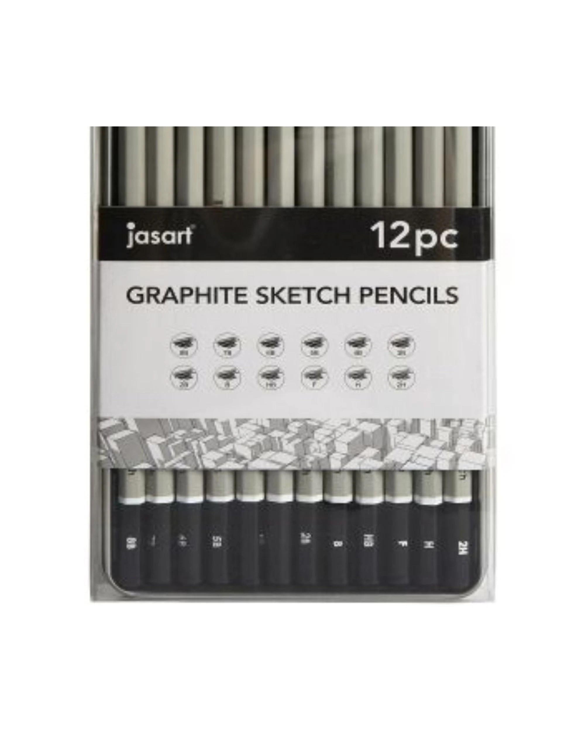 3 Jasart 12pc Studio Graphite Sketch Pencil Tin Set - Grey, 3 of 3