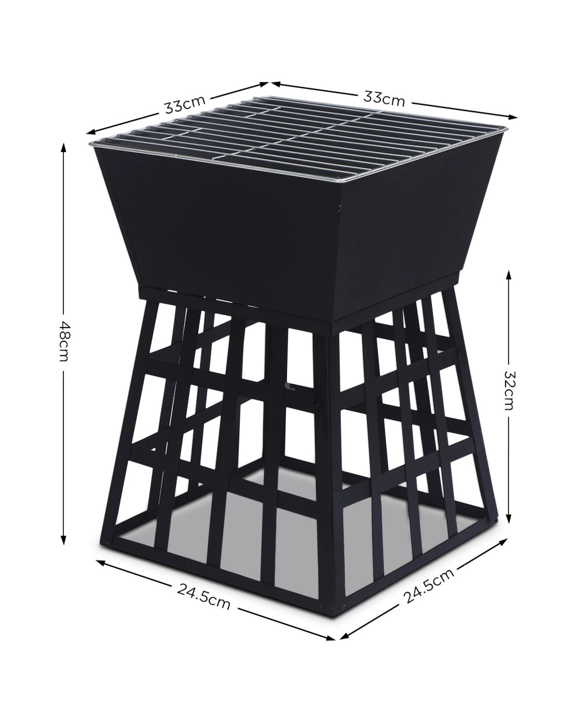 2 Wallaroo Outdoor Fire Pit BBQ Grilling Cooking Camping Portable Brazier Reversible Stand - Black, 2 of 4