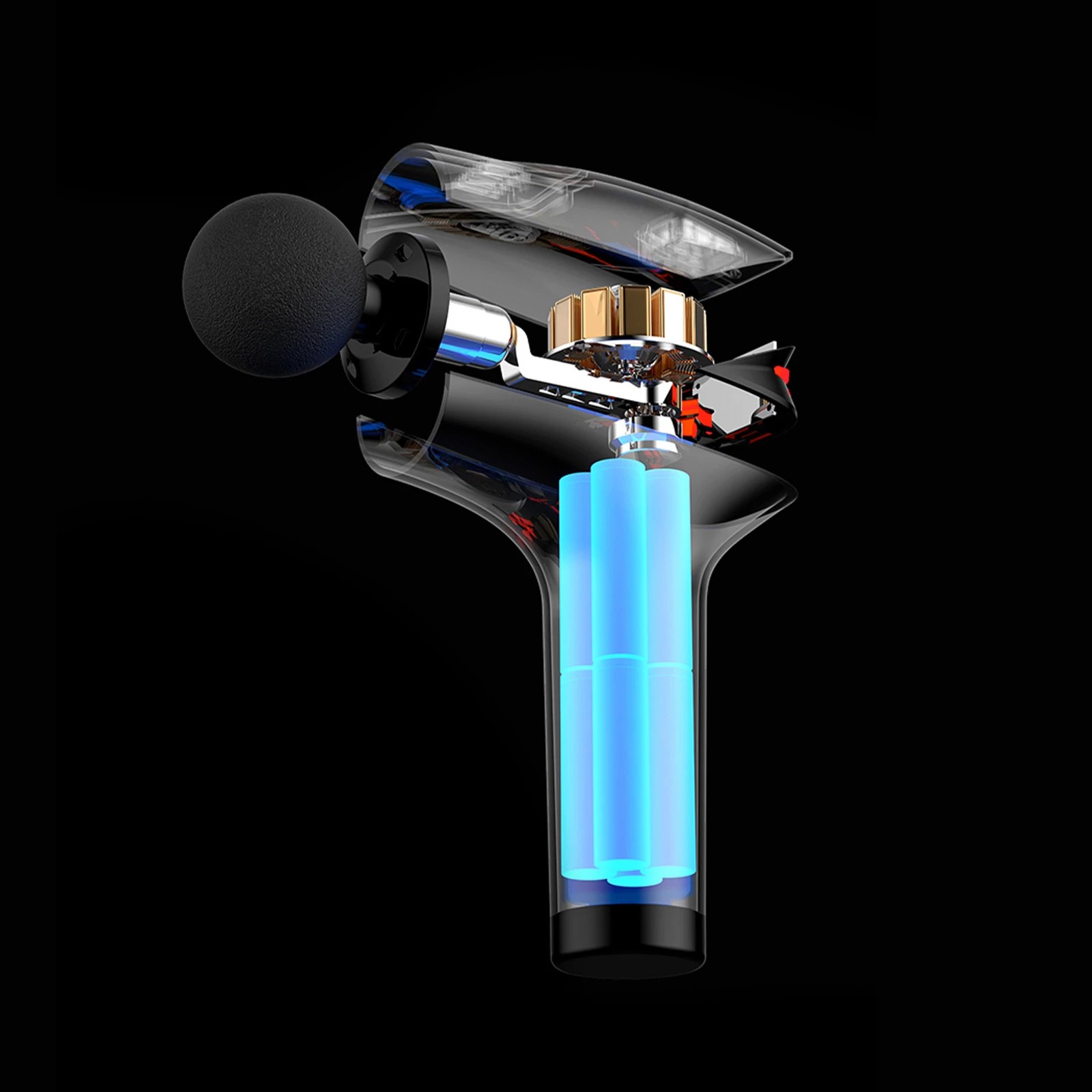 3 Fitsmart Pro Relief Portable Cordless 30W Massage Gun 8 Levels 5 Heads - Black, 3 of 7