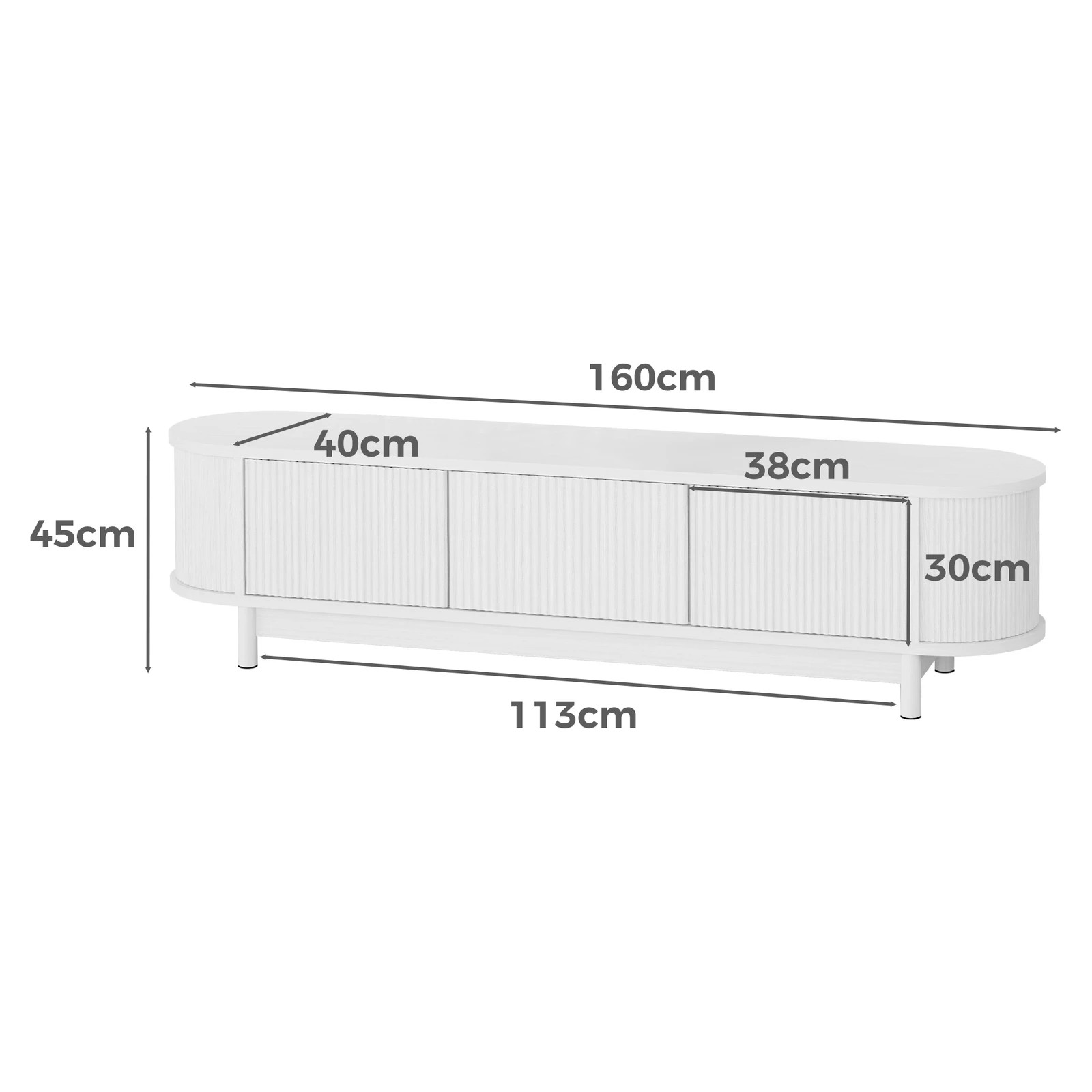 9 Alfordson TV Cabinet Entertainment Unit Stand 160cm Storage Shelf - White, 9 of 10