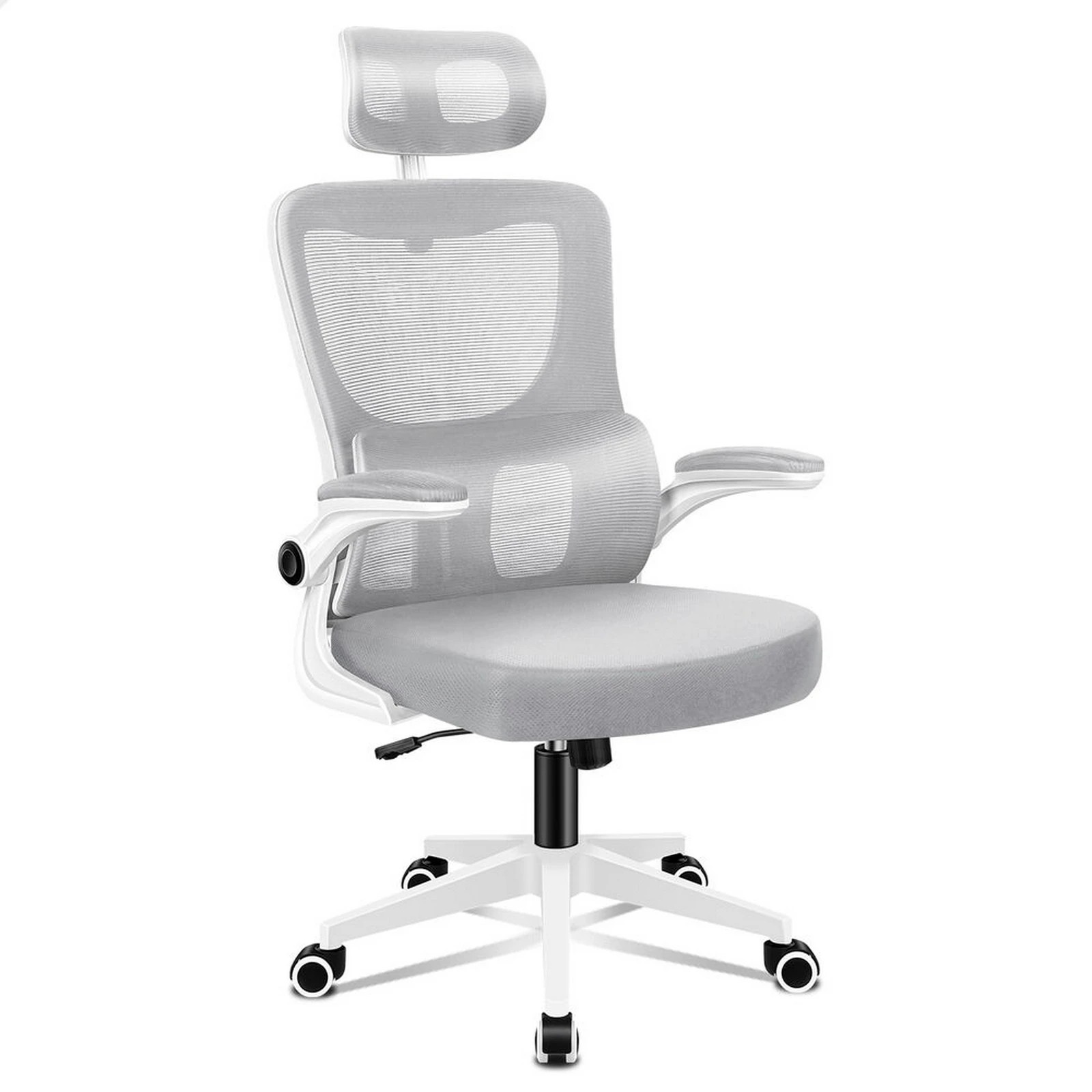 1 Alfordson Mesh Office Chair Executive Computer Tilt Fabric Seat Racing Work - Grey White, 1 of 10