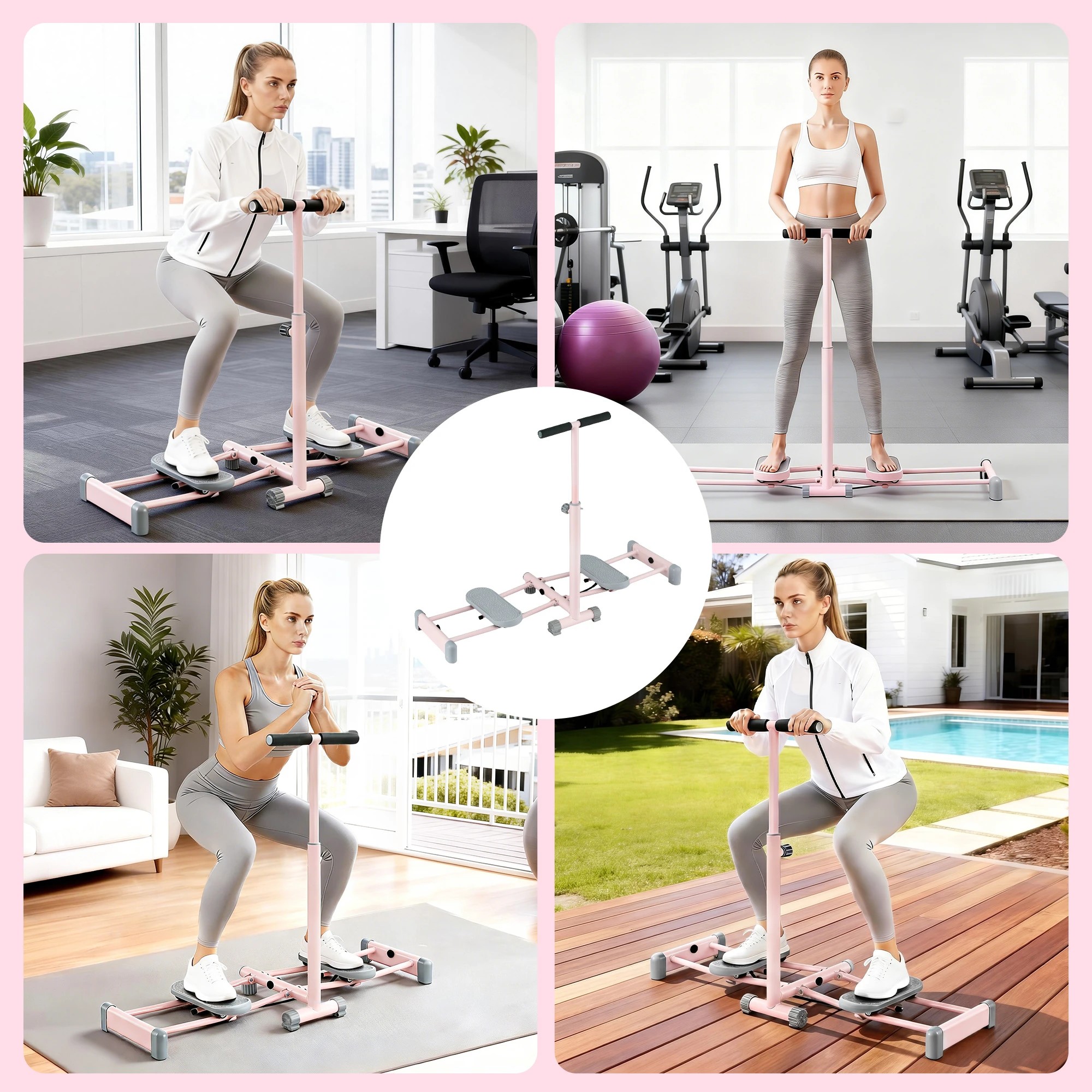 8 Everfit Foldable Ski Exercise Machine Leg Thigh Trainer Home Fitness Cardio - Pink, 8 of 9