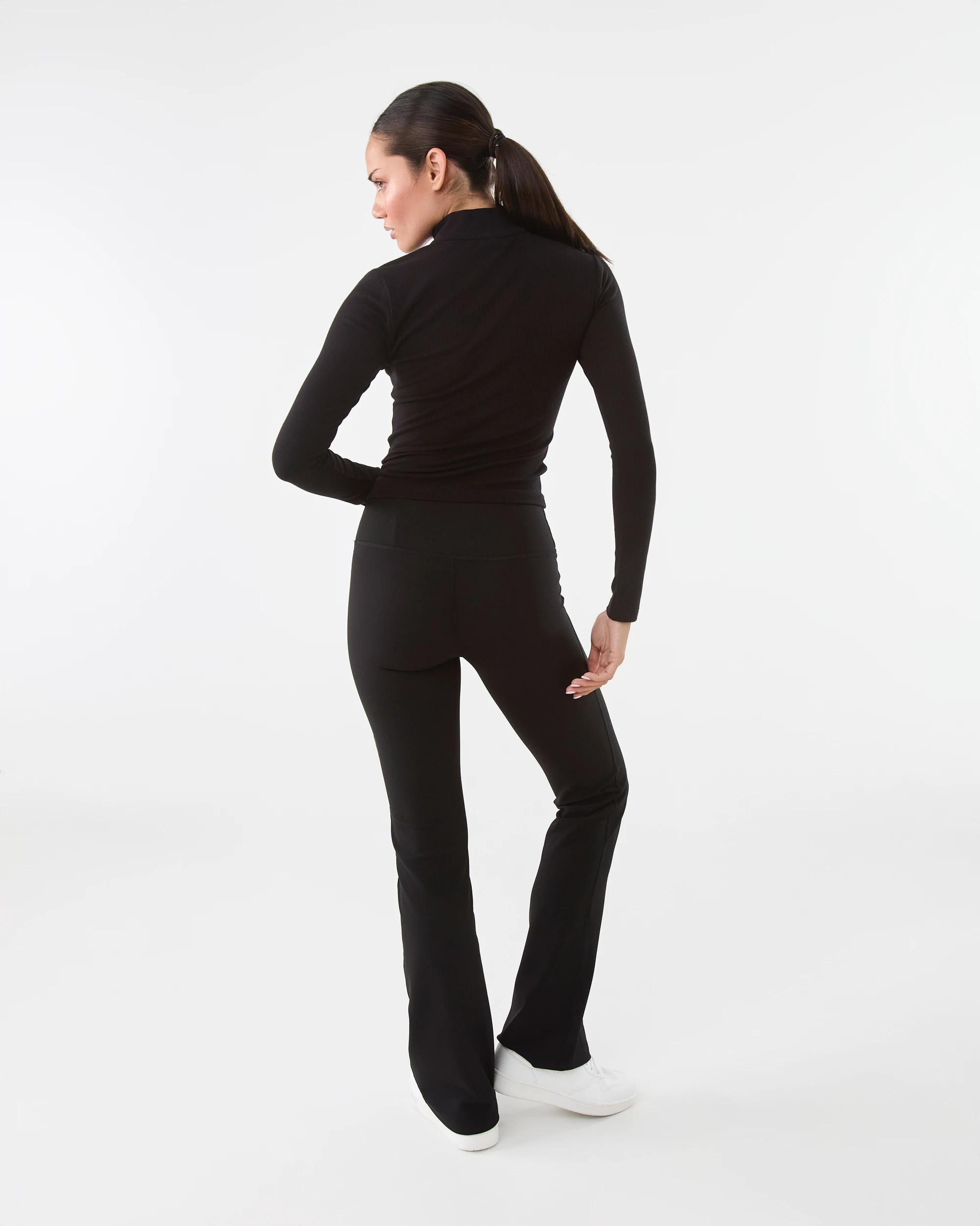 4 Active Womens Soft Rib Flared Leggings Black, 4 of 5