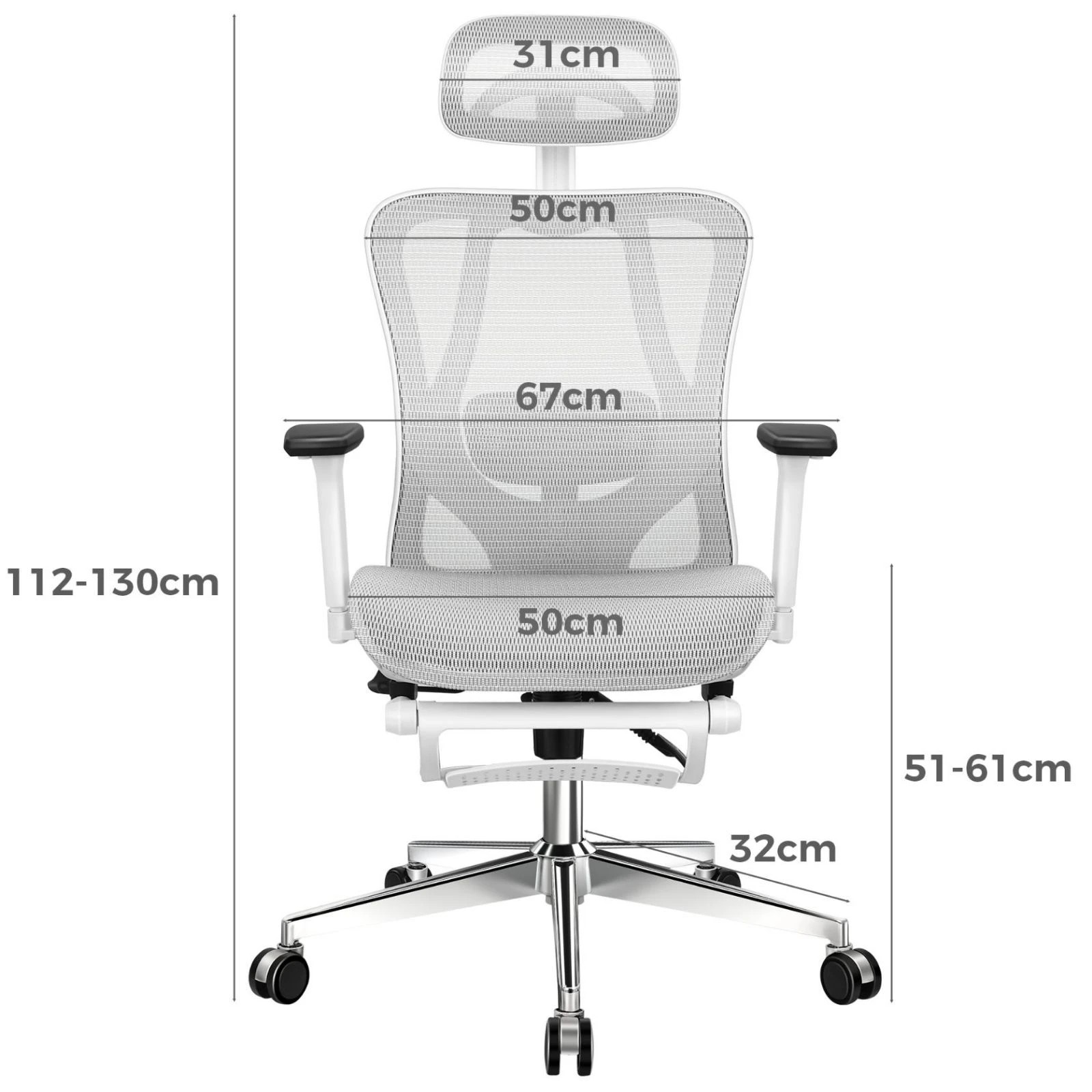 9 Alfordson Ergonomic Office Chair Executive Mesh Seat Gaming Work Computer - White Grey, 9 of 10