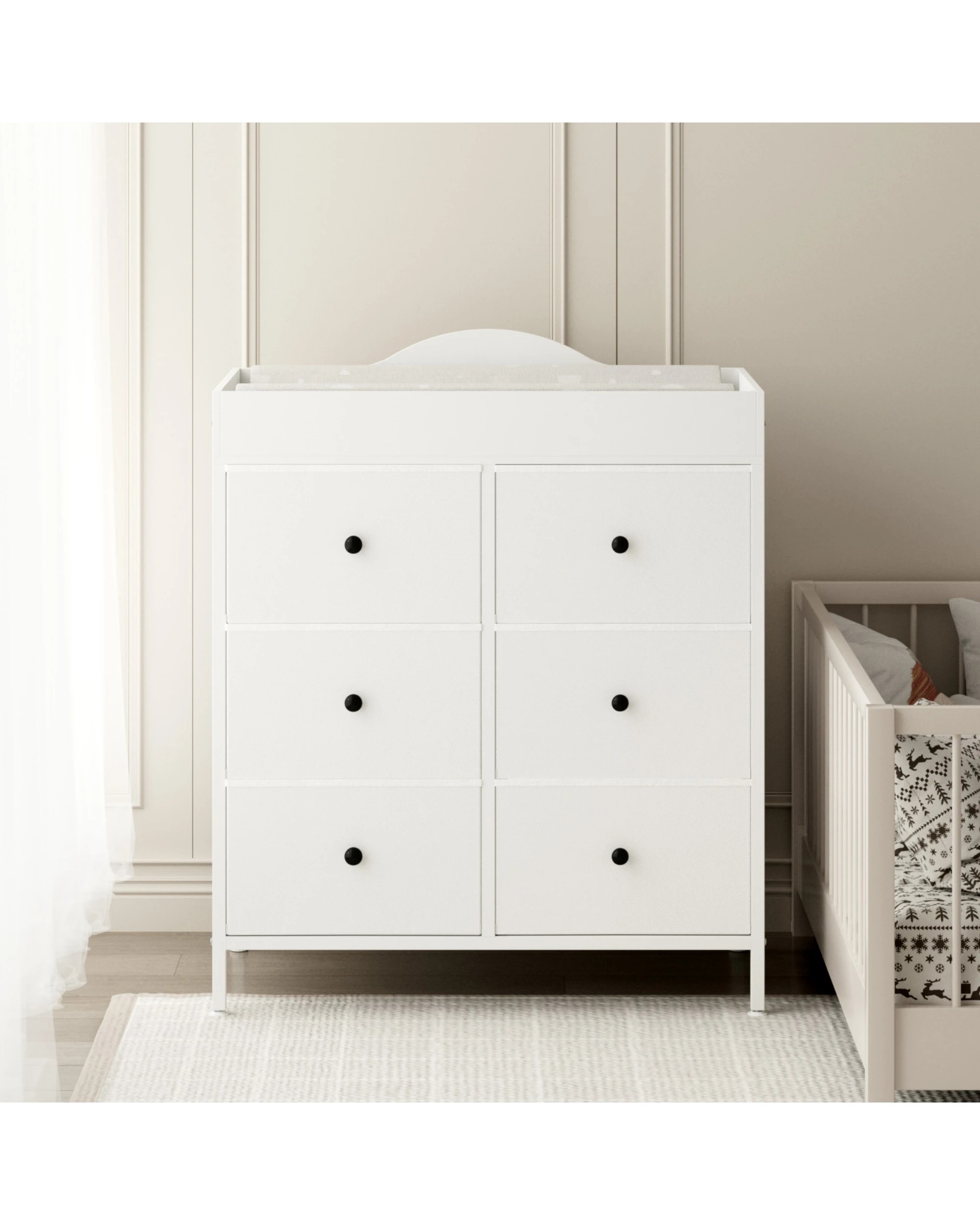 4 Advwin Baby Change Table with 6 Storage Fabric Drawers - White, 4 of 9