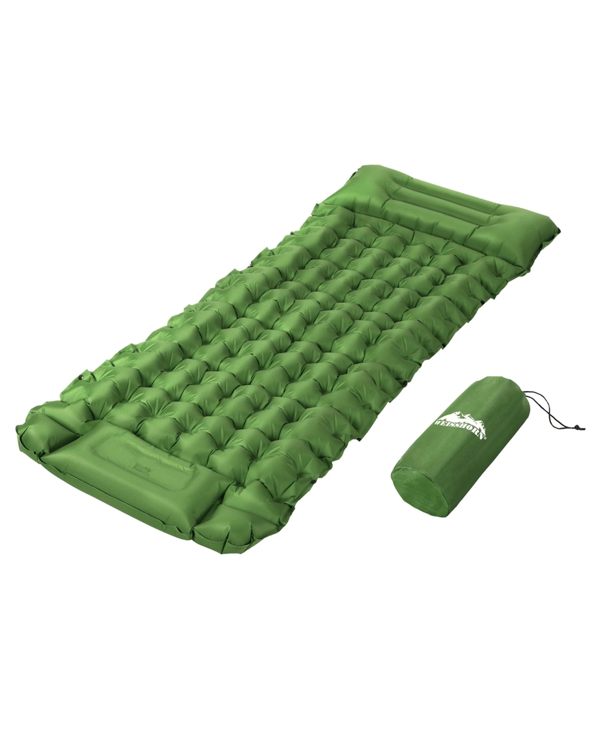 1 Weisshorn Self Inflating Mattress Camping Sleeping Mat Air Bed Pad Single Pillow - Green, 1 of 6