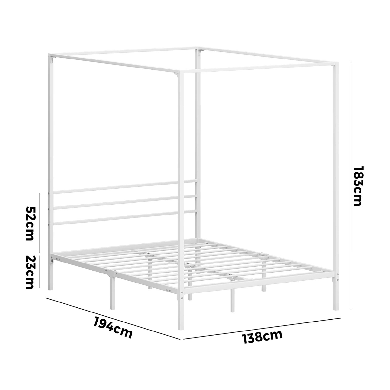 9 Oikiture Metal Canopy Bed Frame Double Size Beds Platform
 - White, 9 of 9