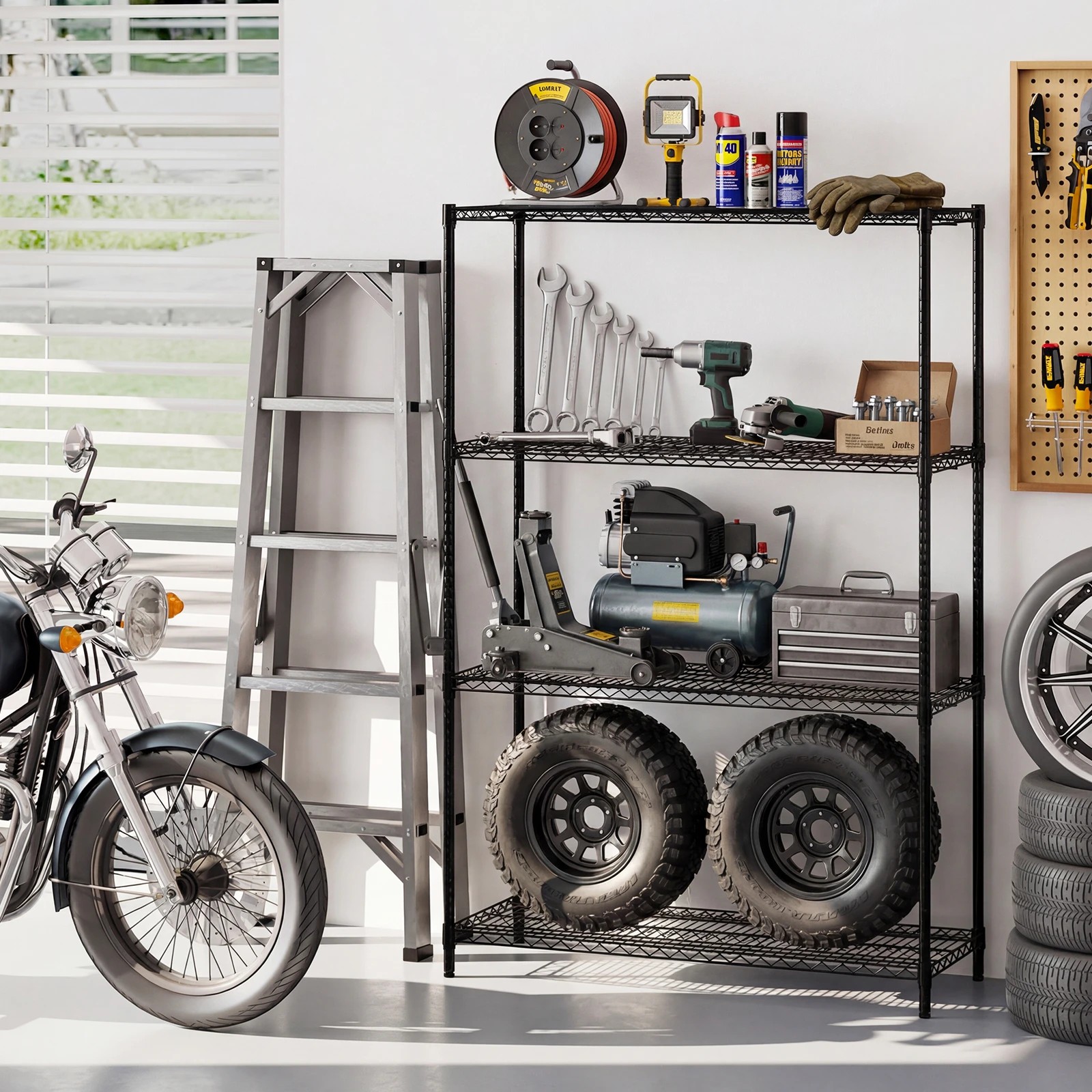 2 Costway 4-Tier Wire Shelving Unit Adjustable Heavy-Duty Metal Storage Shelves, 2 of 5