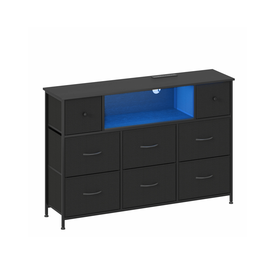 1 Advwin Chest Of 8 Drawers Storage Cabinet With Open Shelves
 - Black, 1 of 10