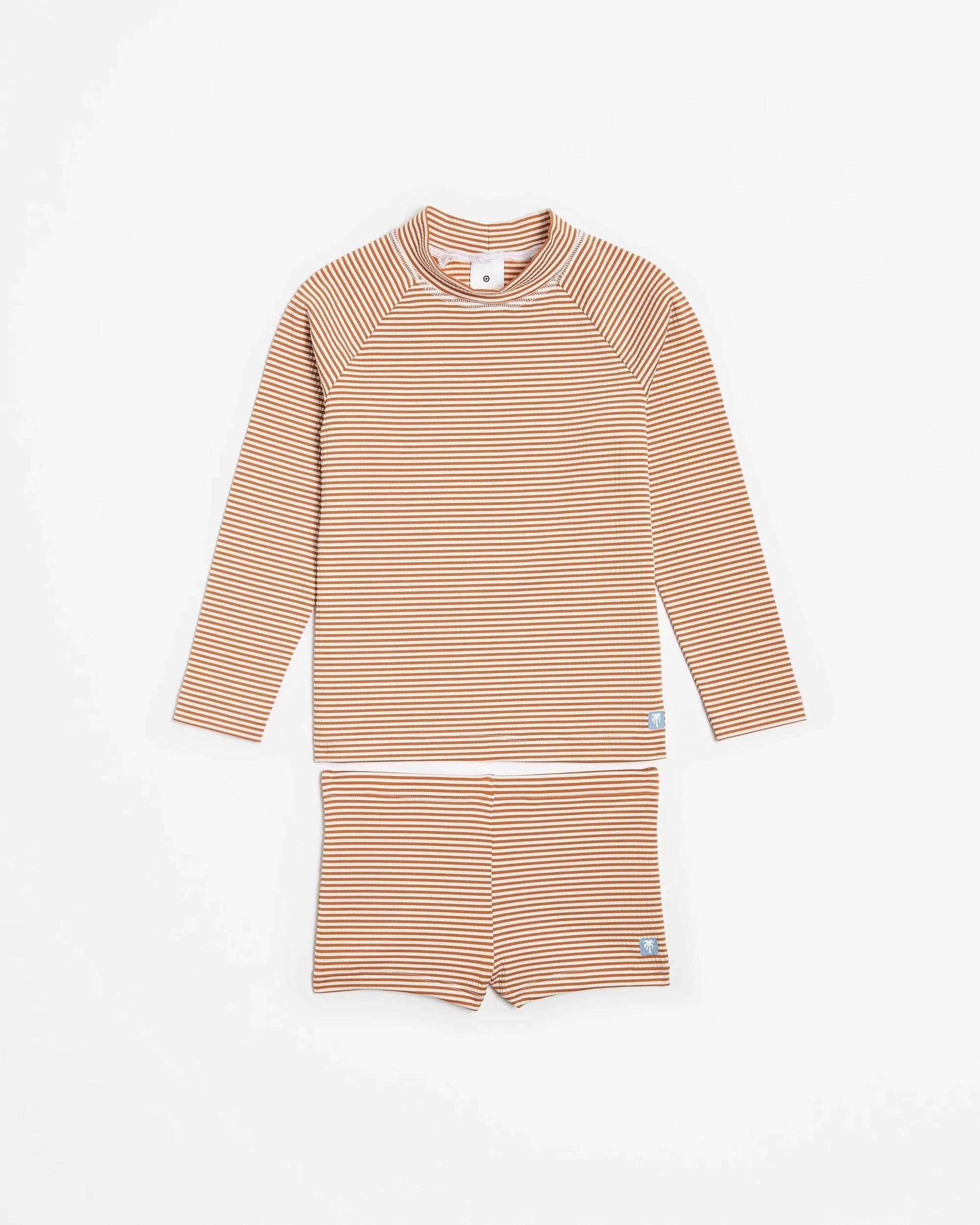 1 Target Swim Rashie and Short 2 Piece Set ORANGE STRIPE, 1 of 3