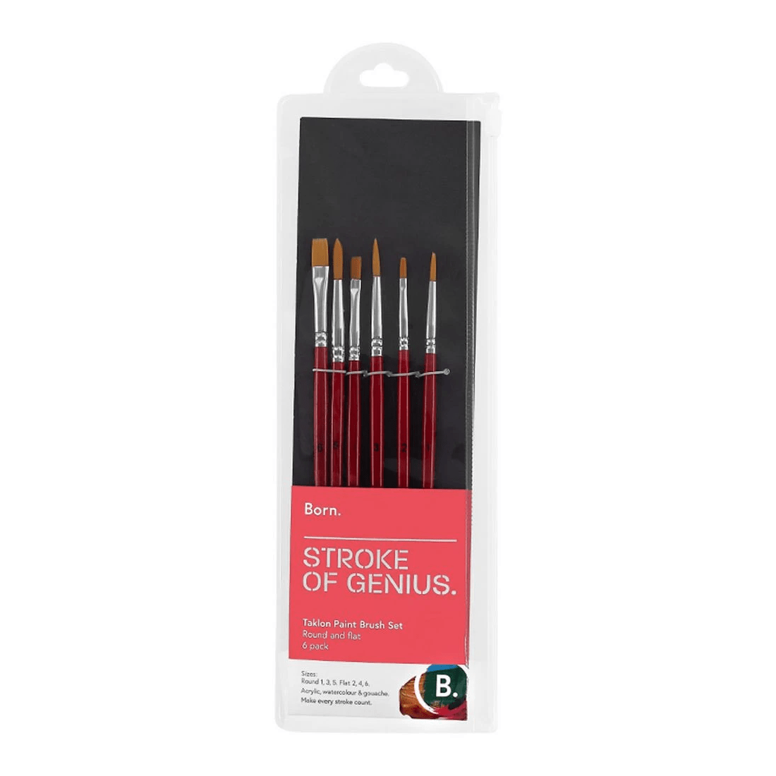 1 Born Taklon Paintbrush Round 6 Pack, 1 of 3