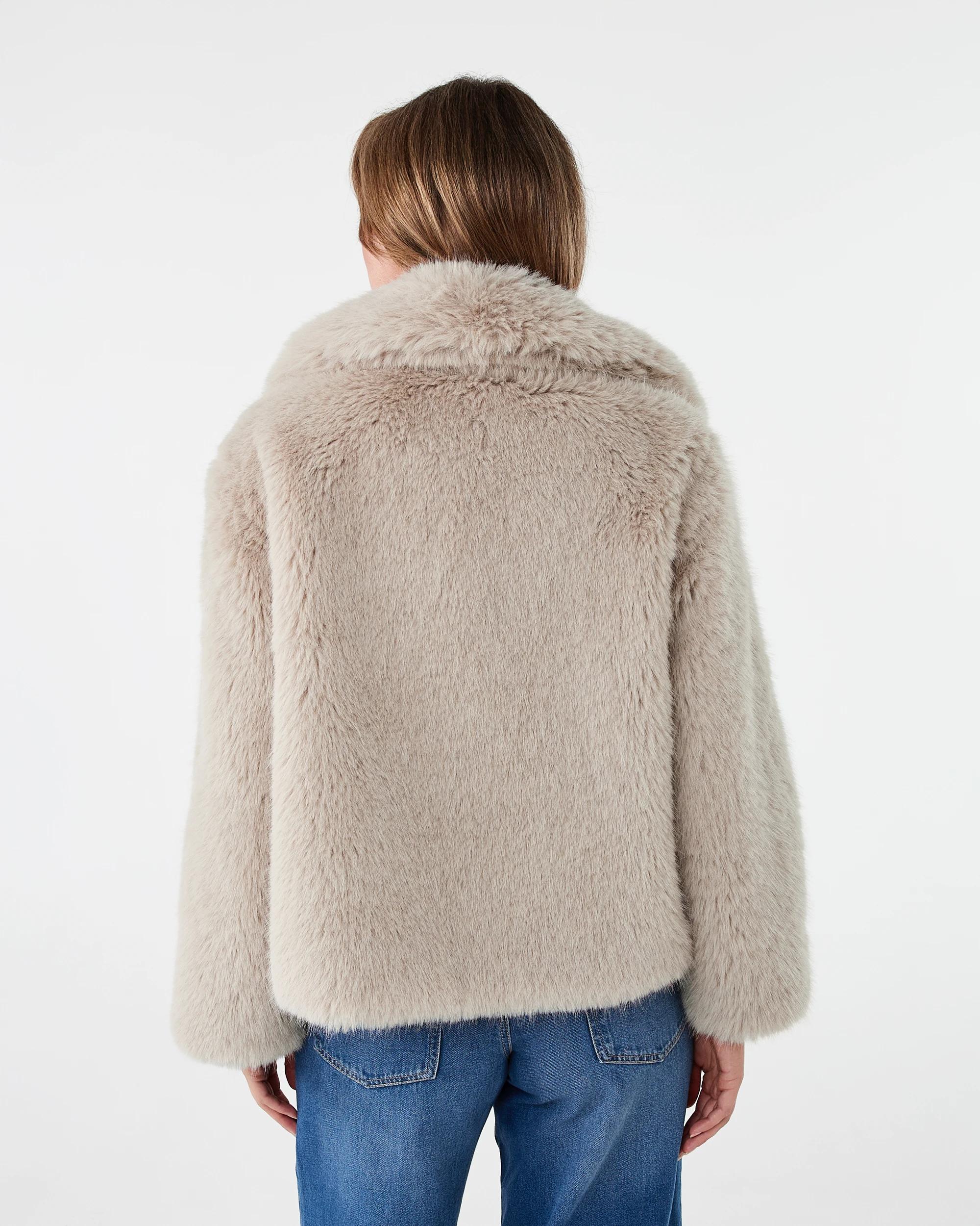 3 Faux Fur Coat Nat Beige, 3 of 8